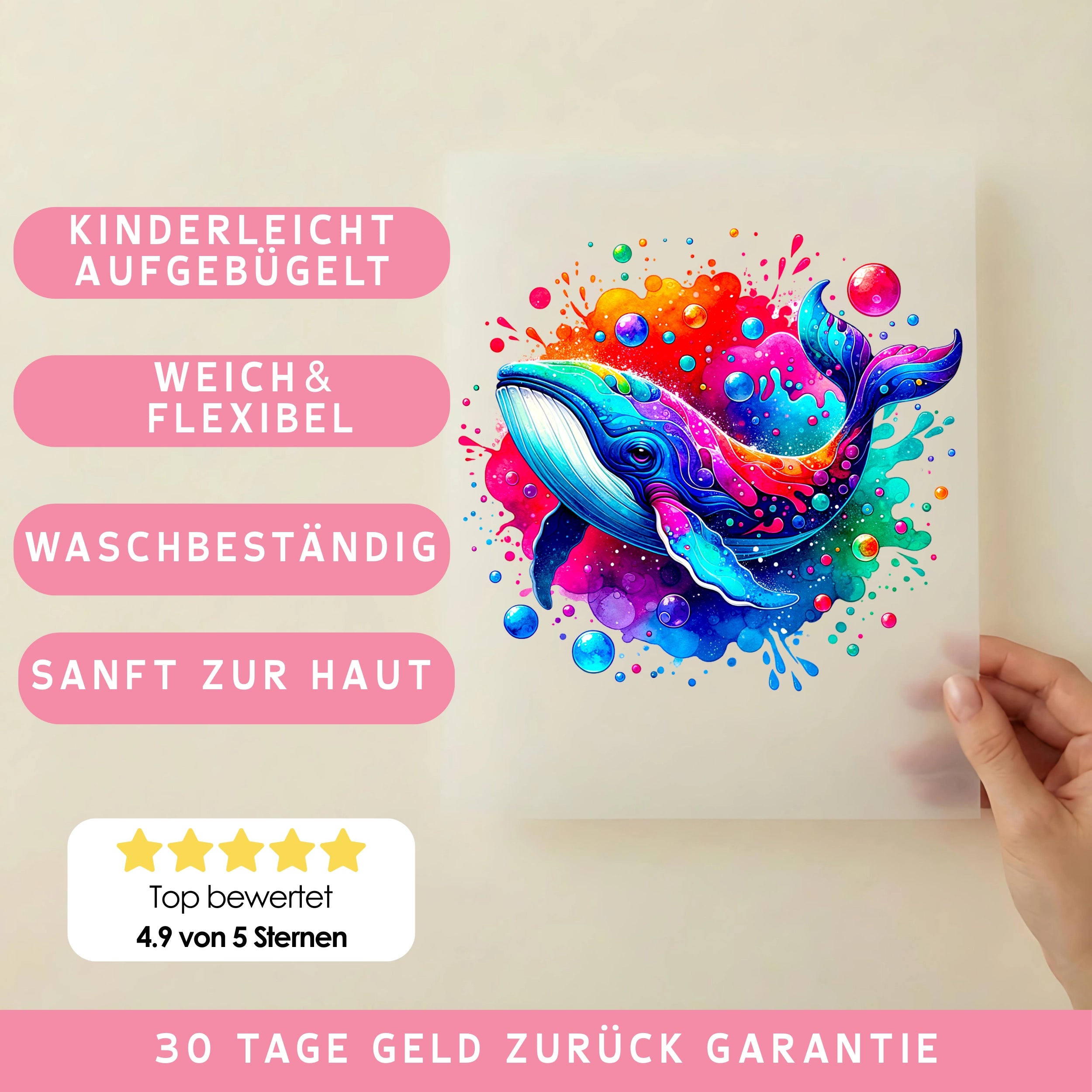 Bügelbild Bunter Wal