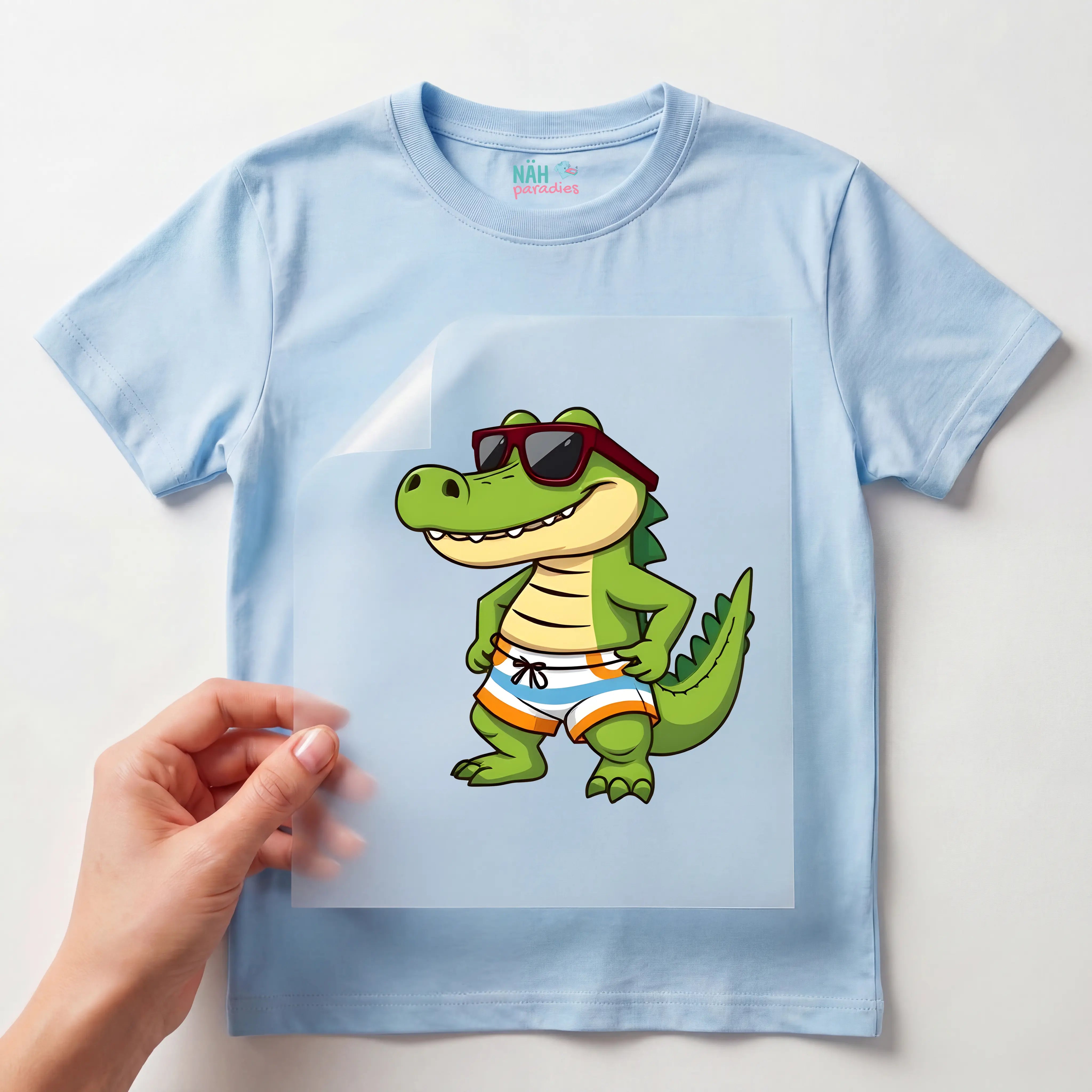 Bügelbild Krokodil Arko im Urlaub