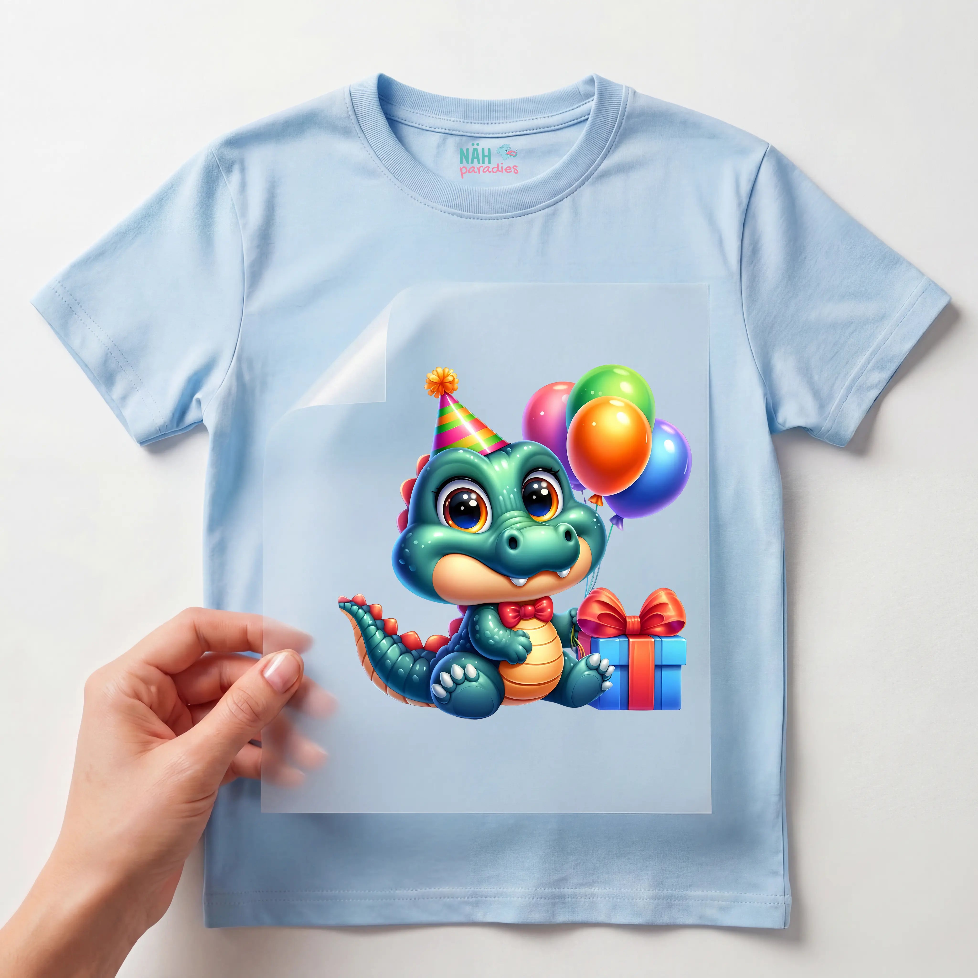 Bügelbild Baby Krokodil Geburtstag