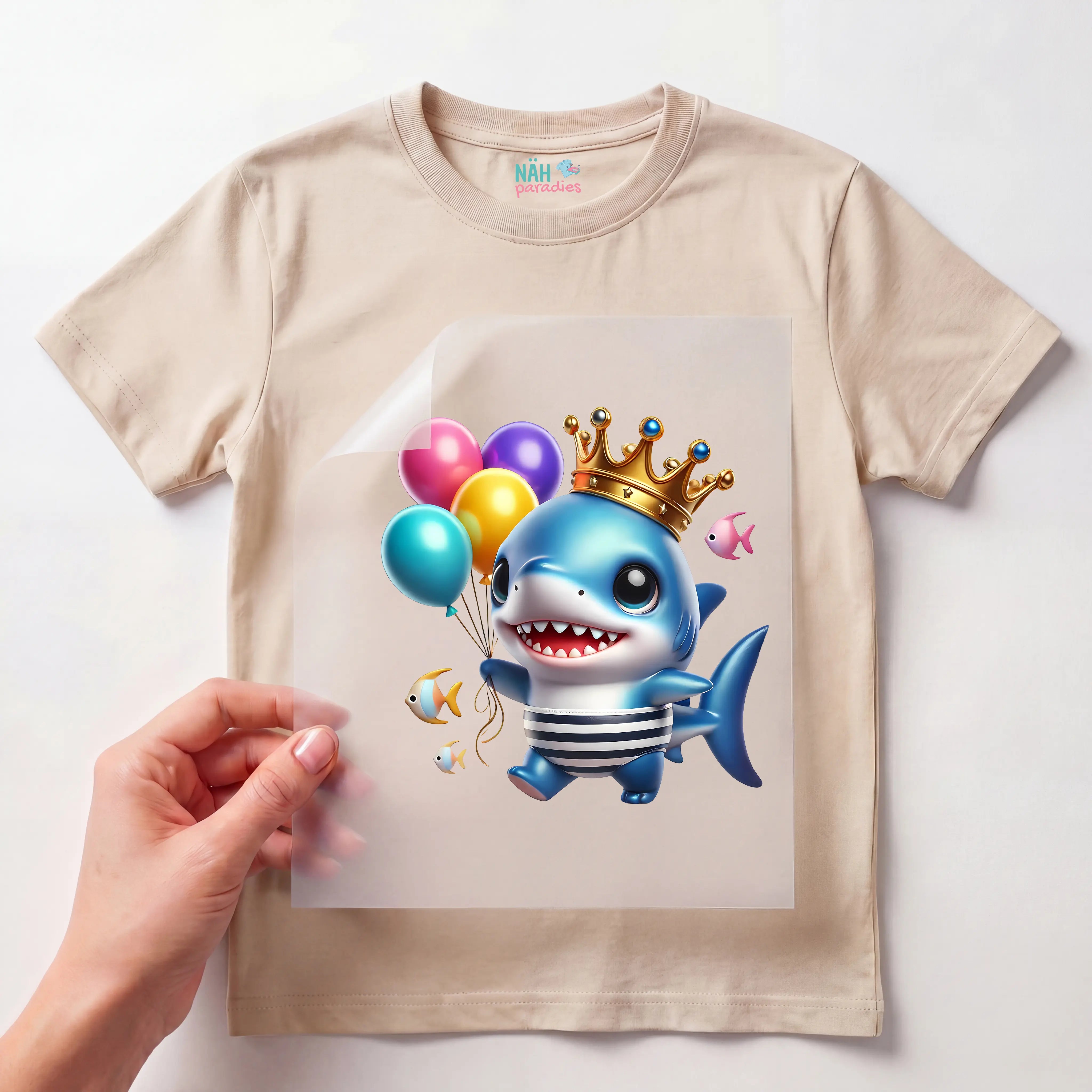 Bügelbild Baby Hai King