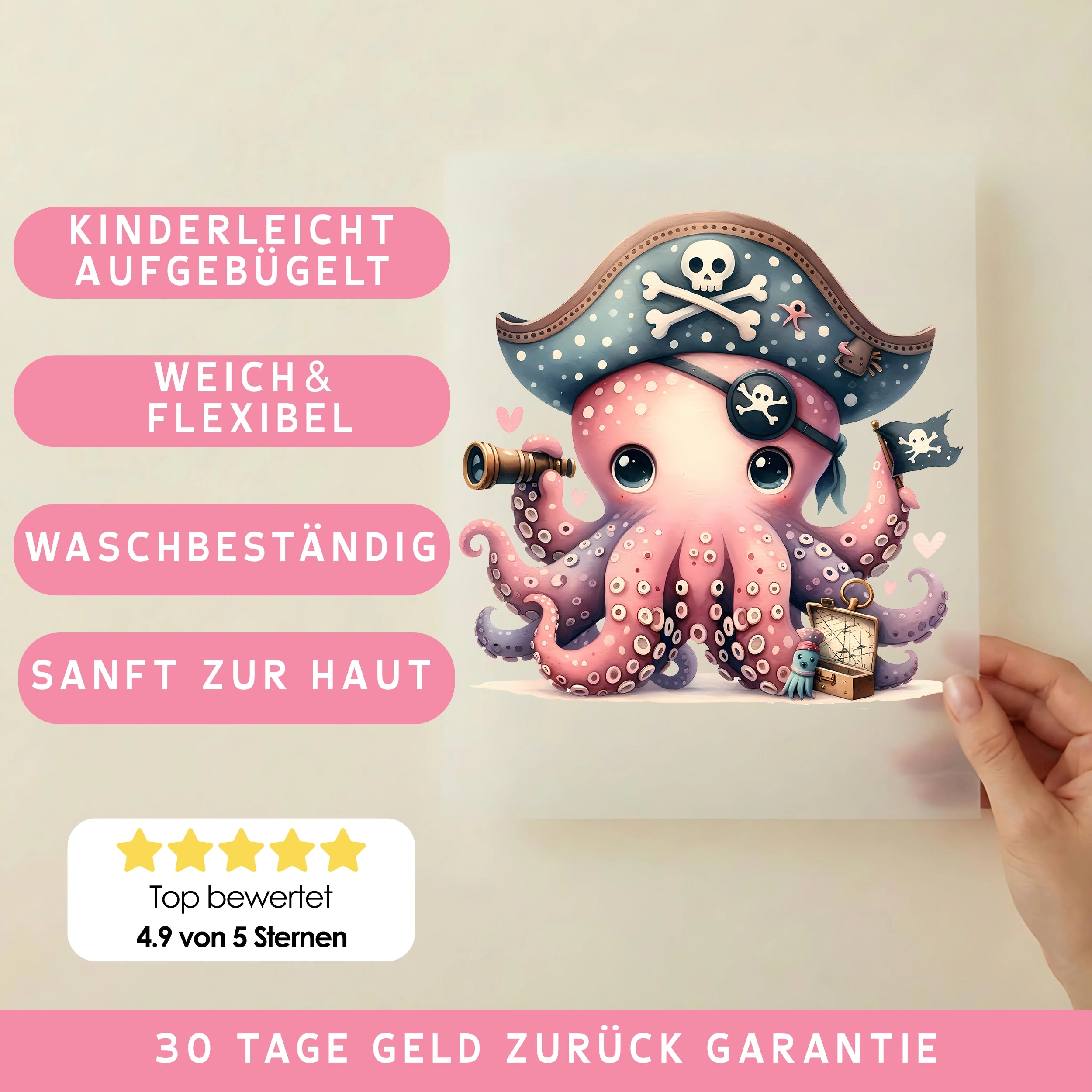 Bügelbild Pirat Oktopus
