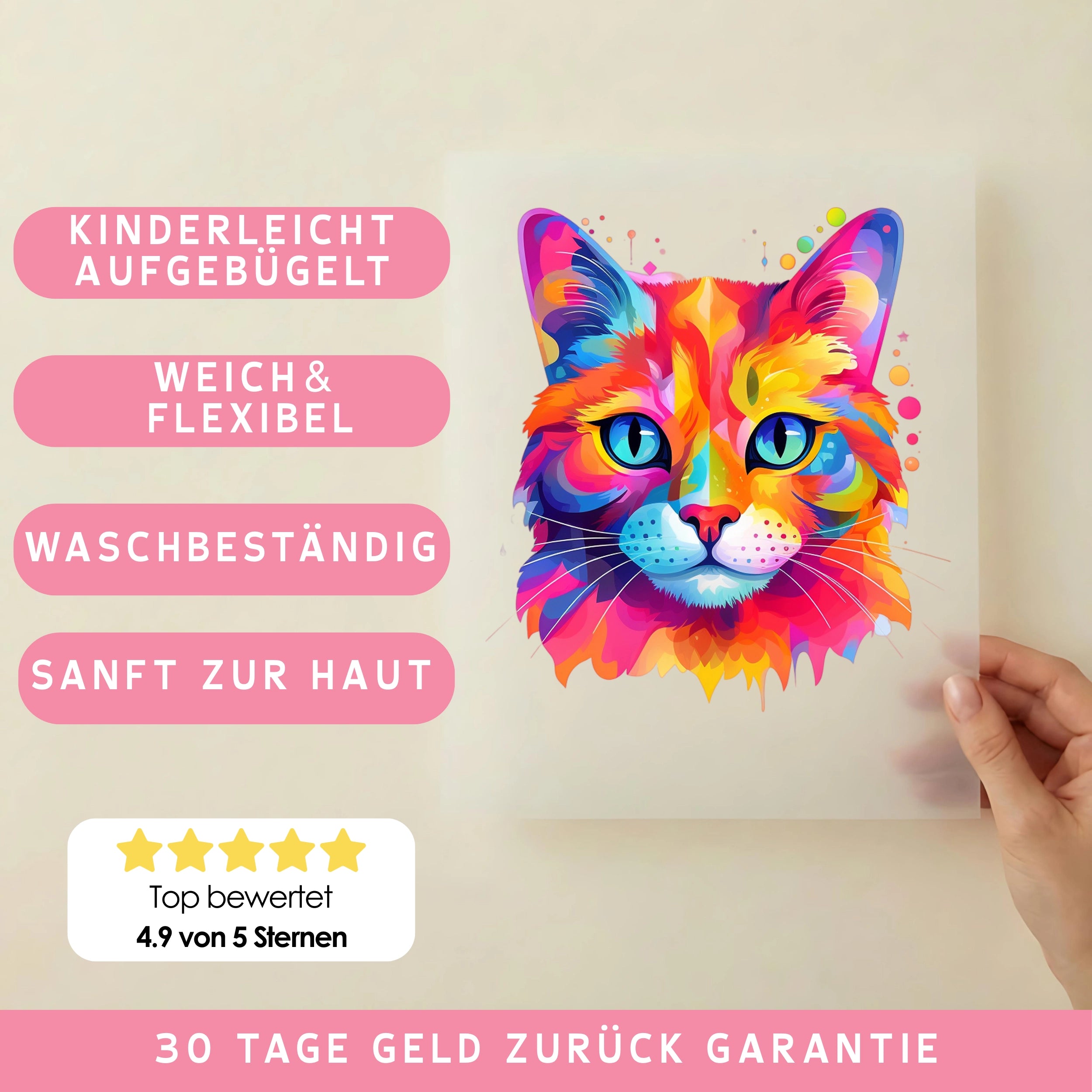 Bügelbild Katze Bunt