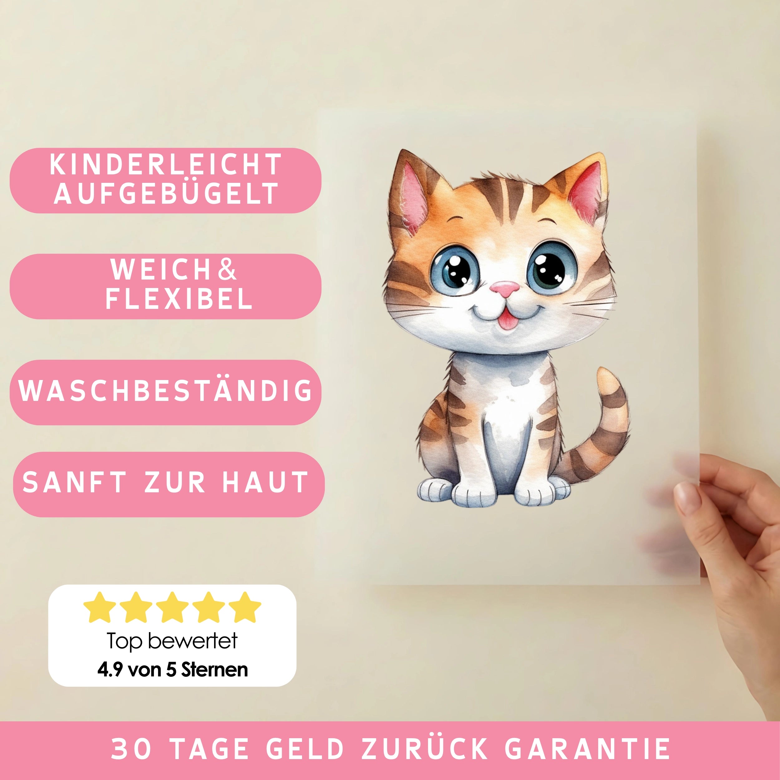 Bügelbild Katze Cleo