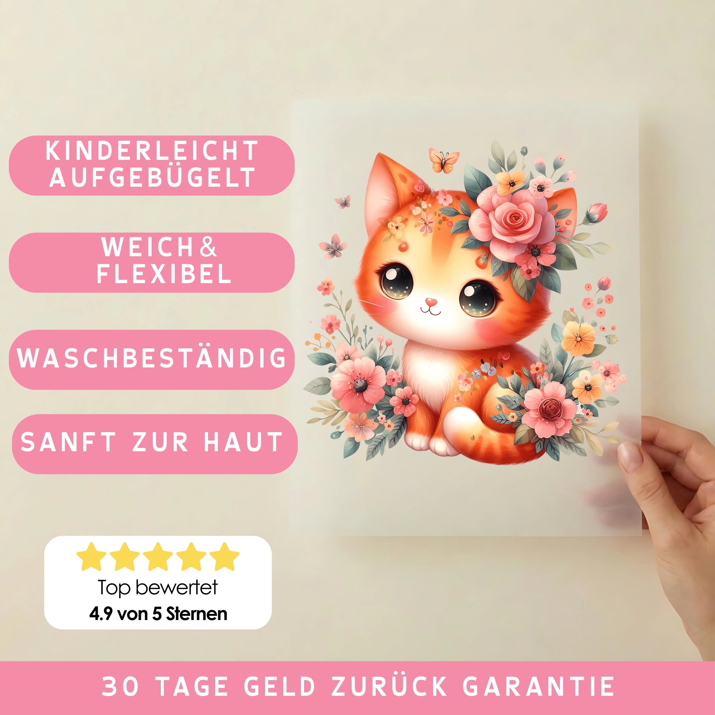 Bügelbild Gartenkätzchen