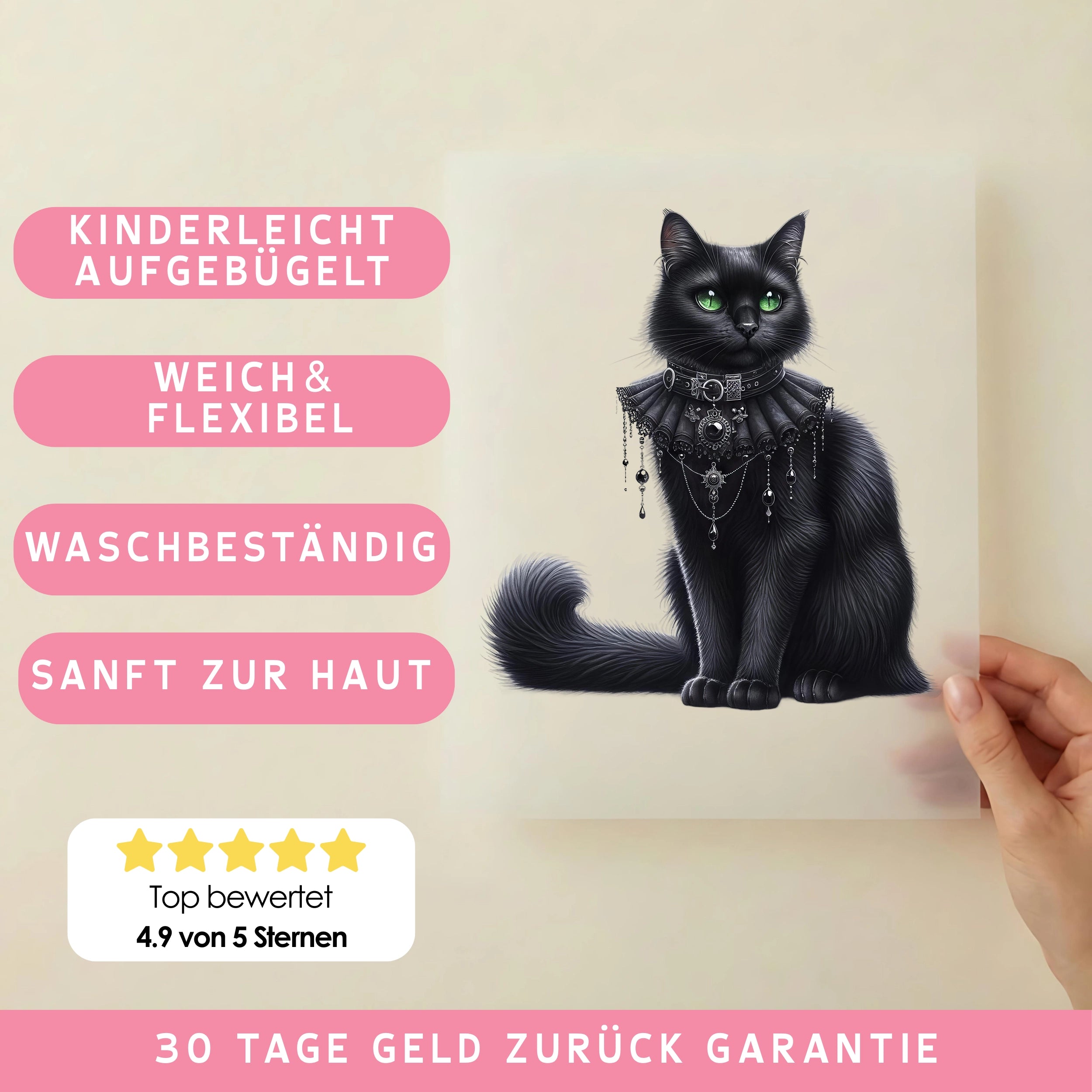 Bügelbild Katze Mitternachtswächterin