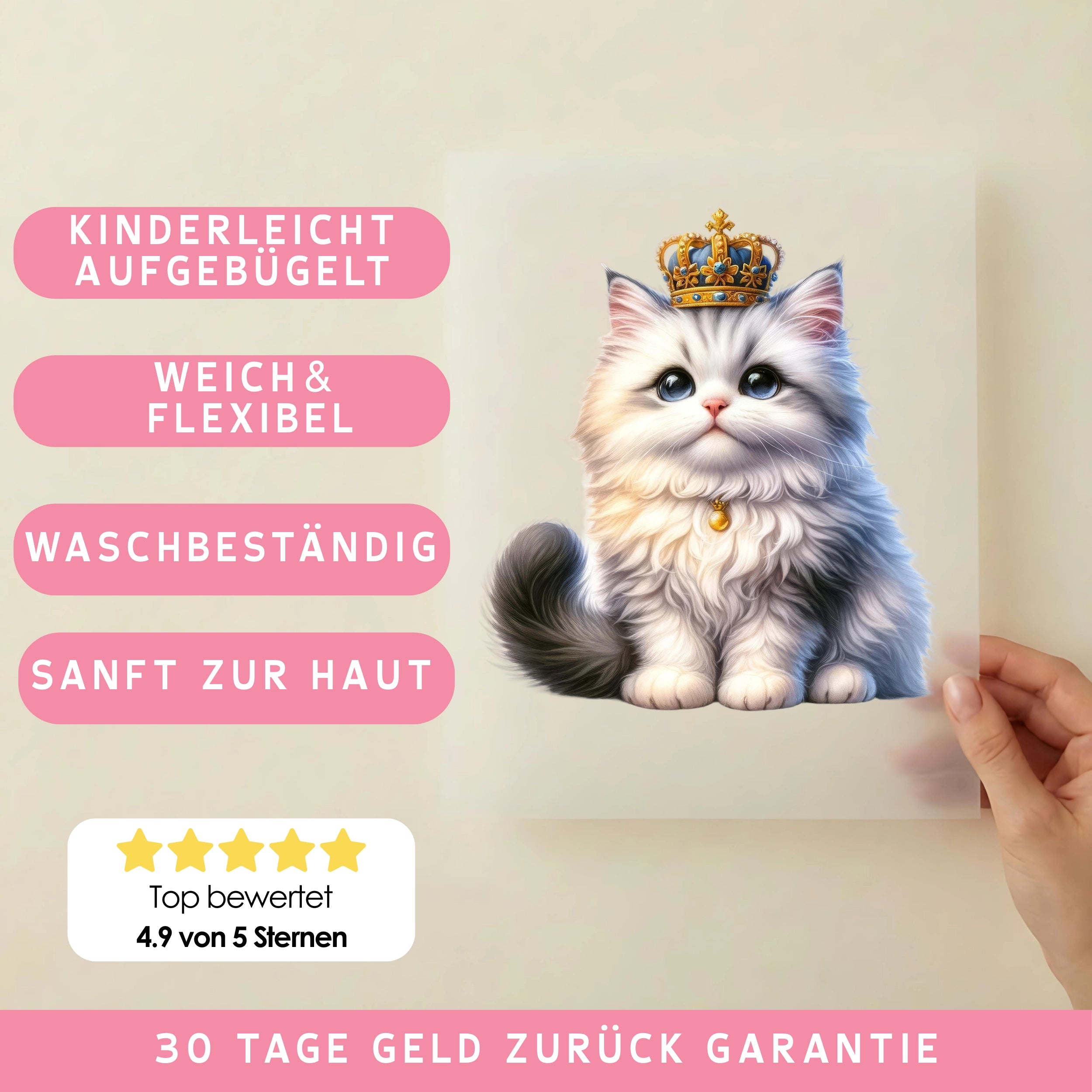 Bügelbild Katze Miezekrone