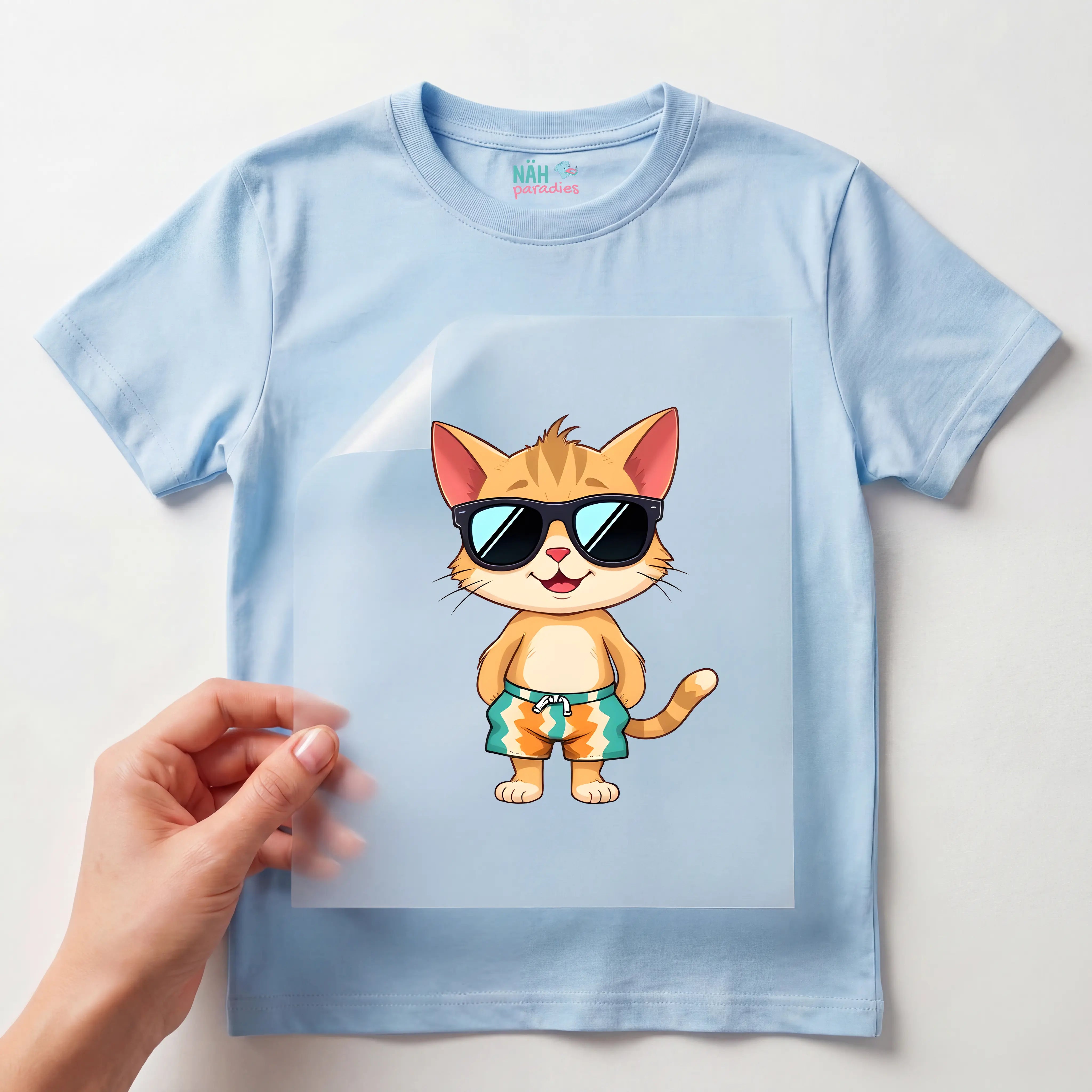 Bügelbild Katze Alwin im Urlaub