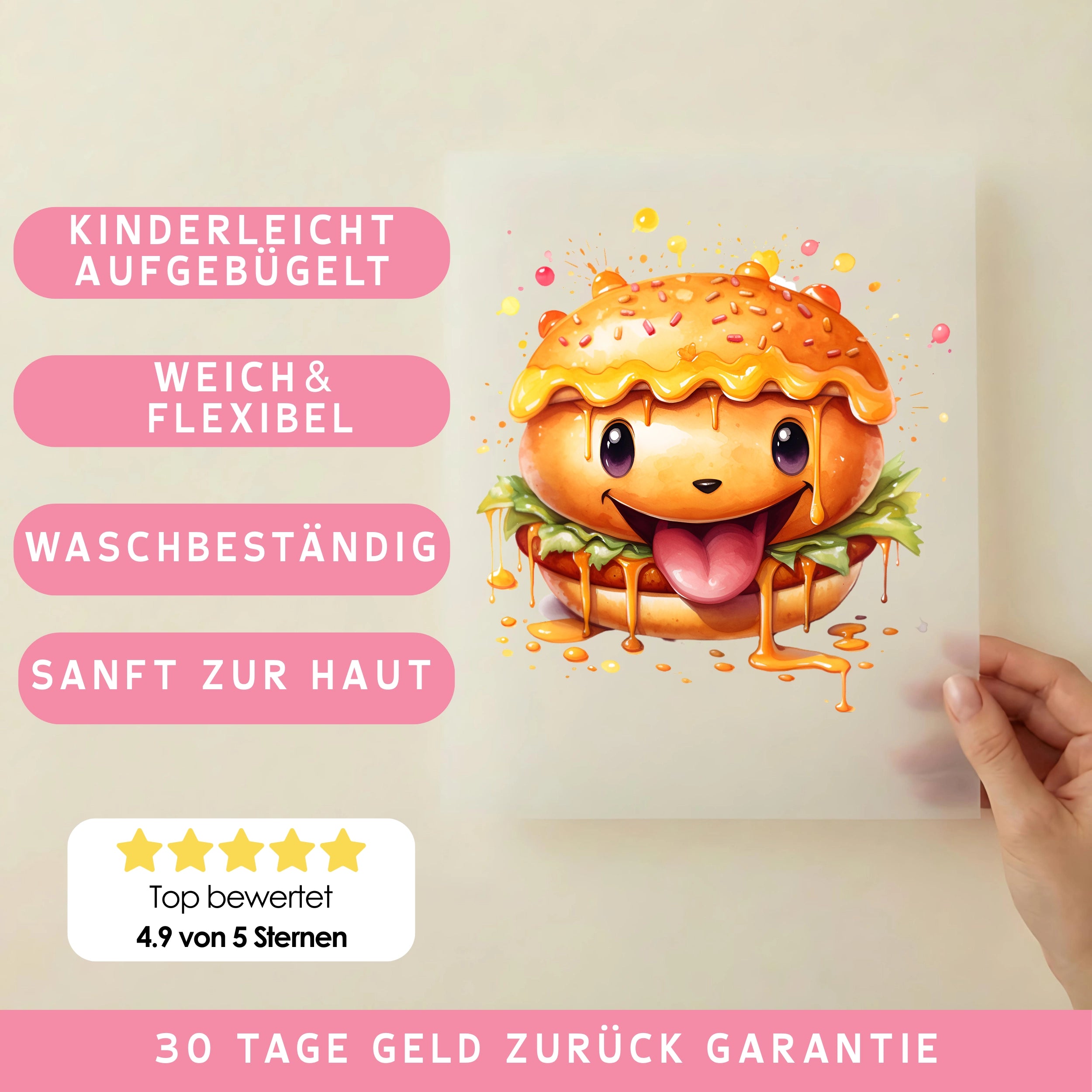 Bügelbild Cheesy Burger