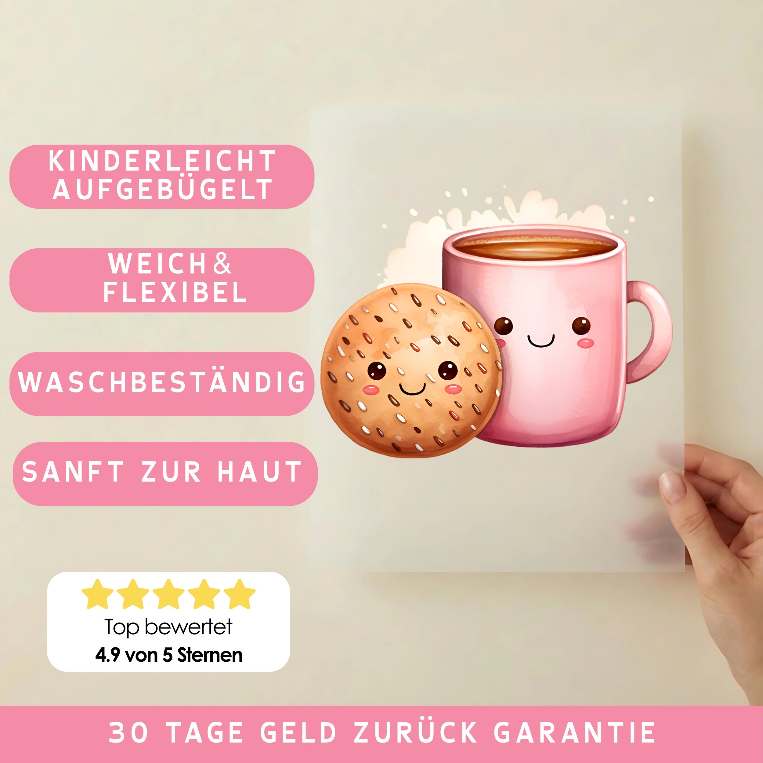 Bügelbild Kakao und Keksi