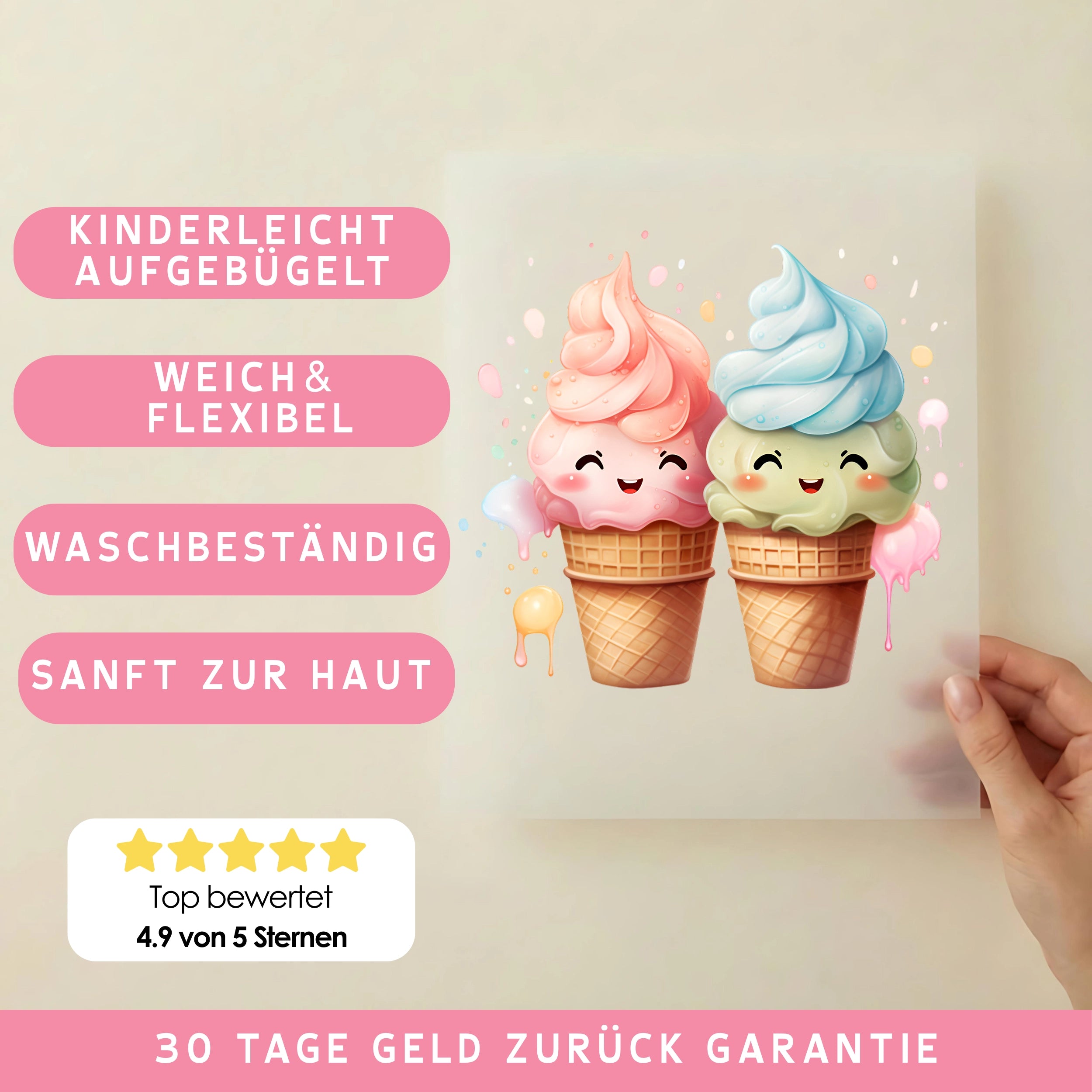 Bügelbild Eis Creme Freunde