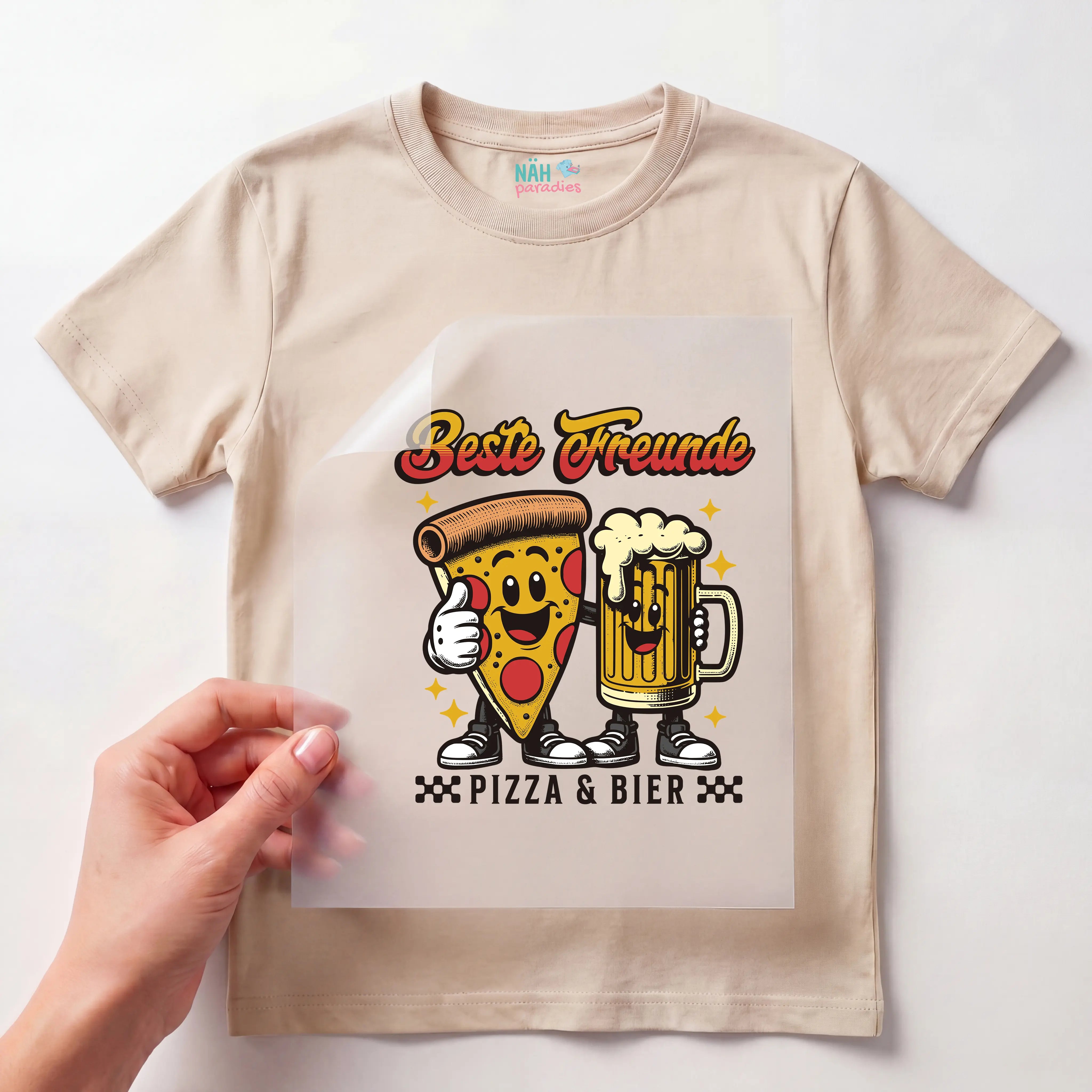 Bügelbild Beste Freunde Pizza & Bier