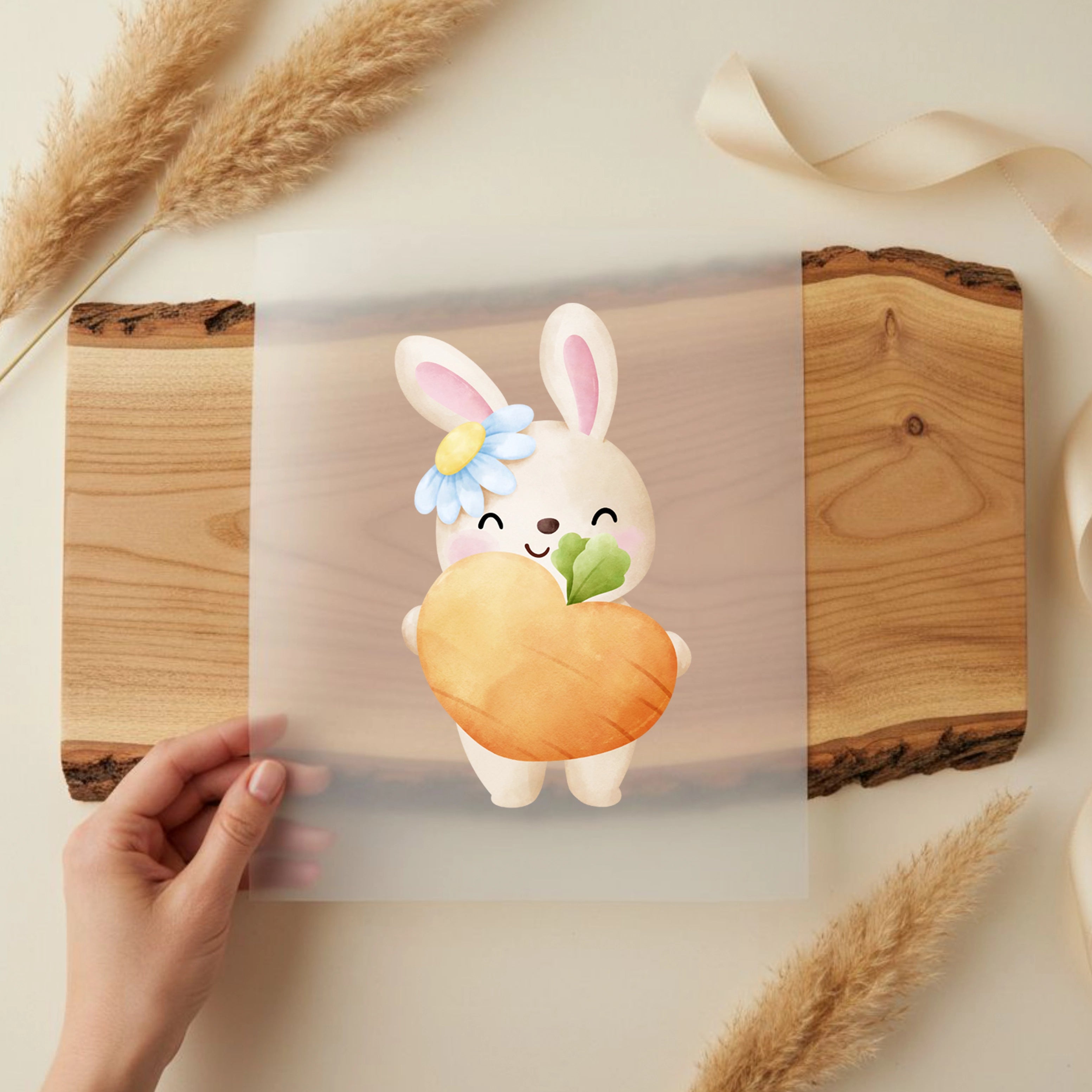 Bügelbild Hase Herz Möhrchen