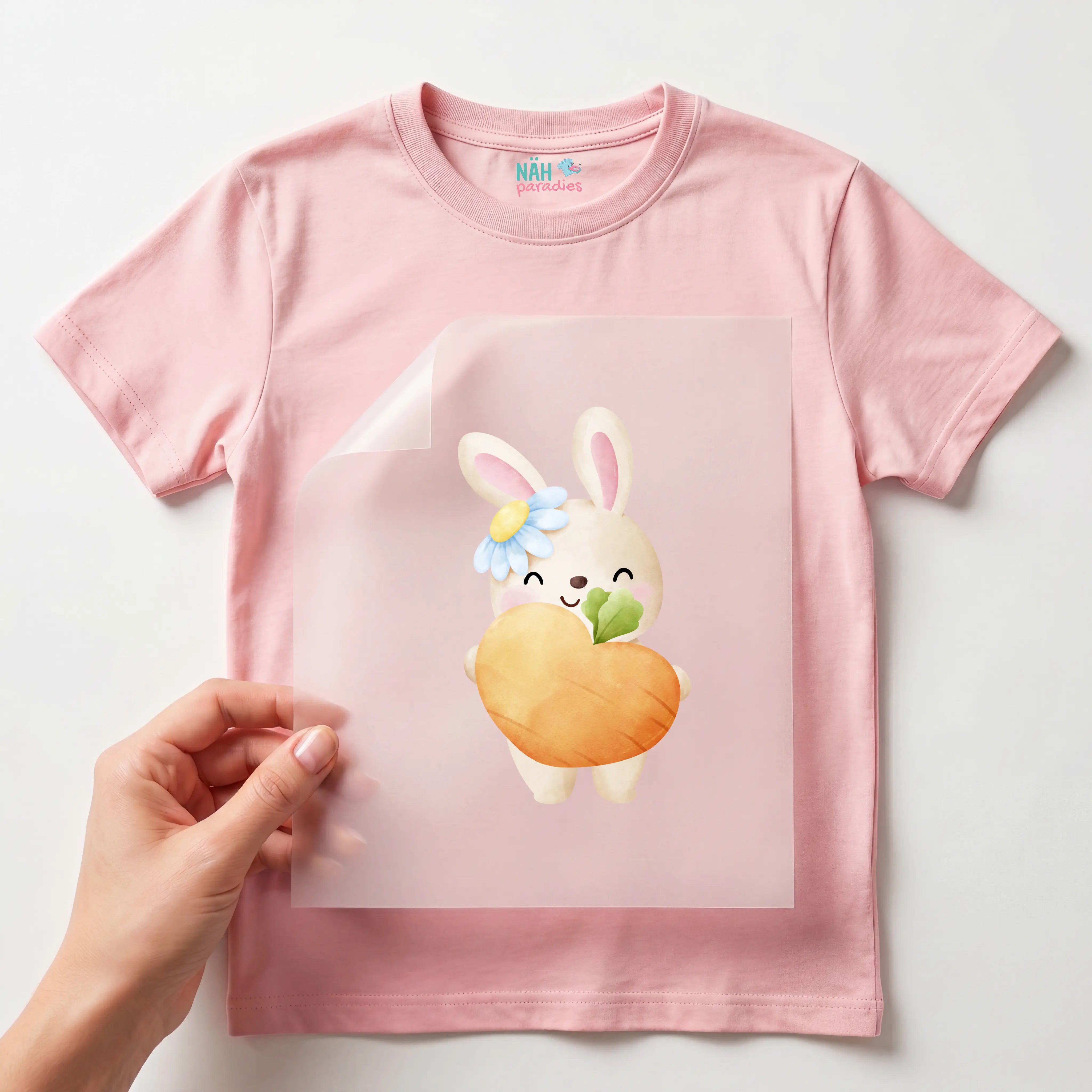 Bügelbild Hase Herz Möhrchen