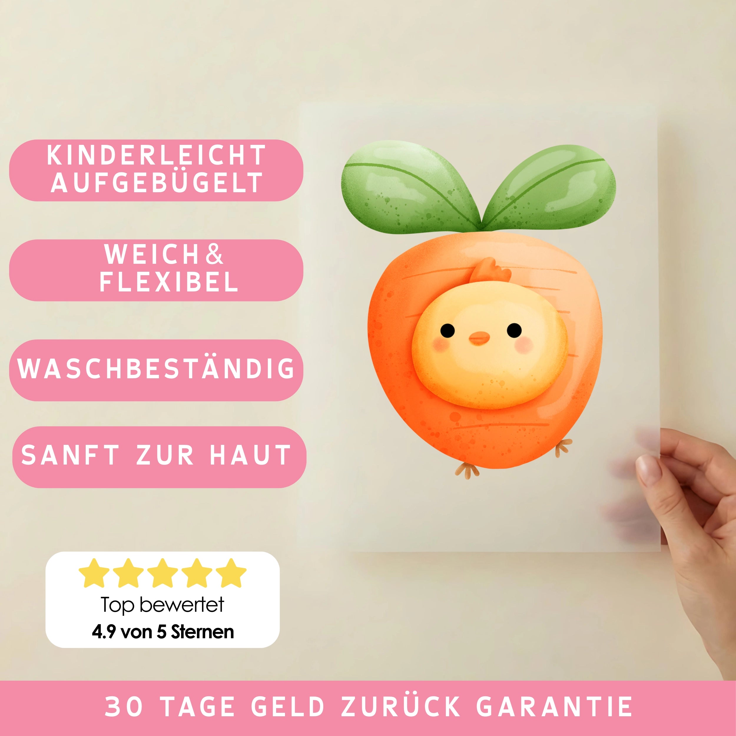 Bügelbild Möhrchen Küken
