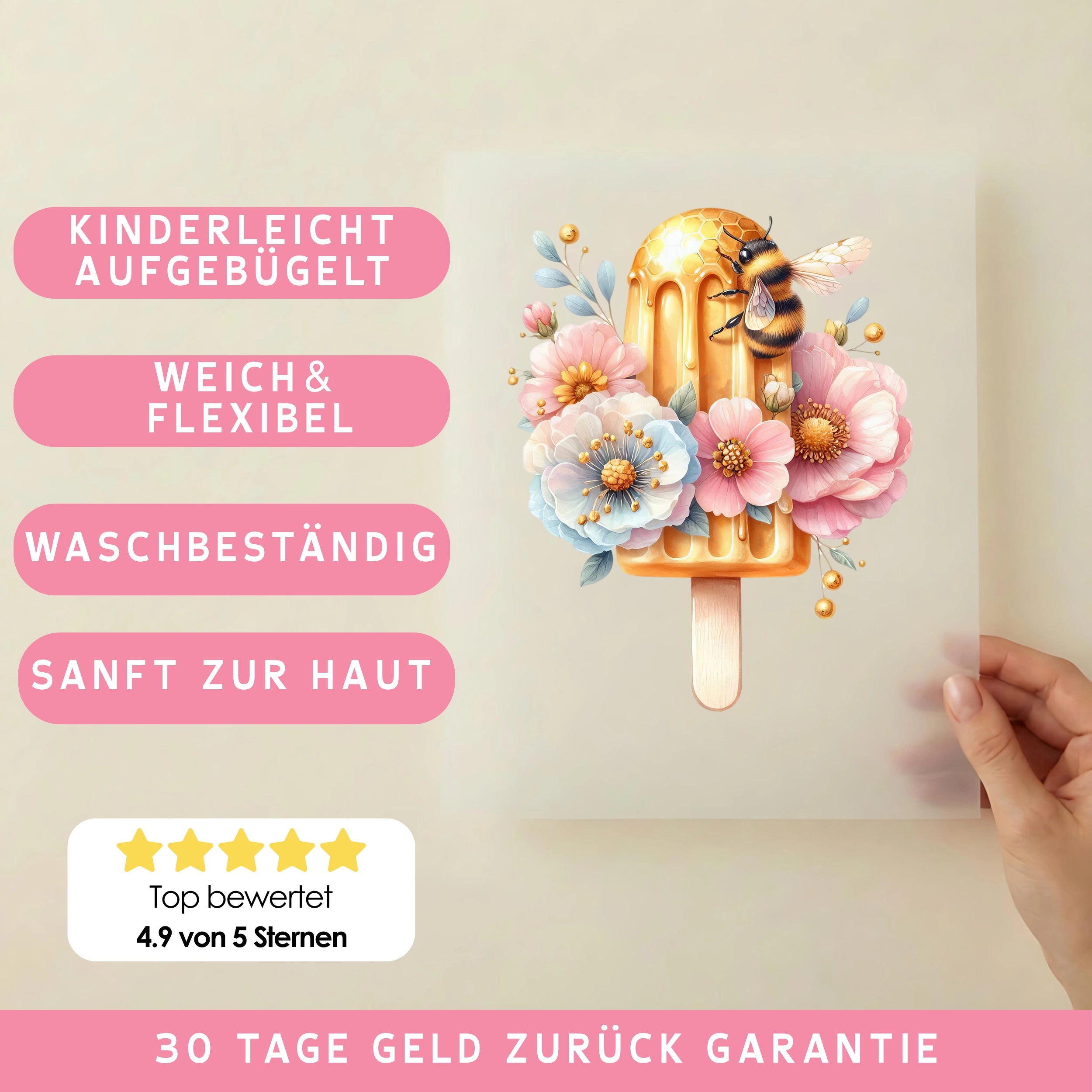 Bügelbild Honigeis Biene