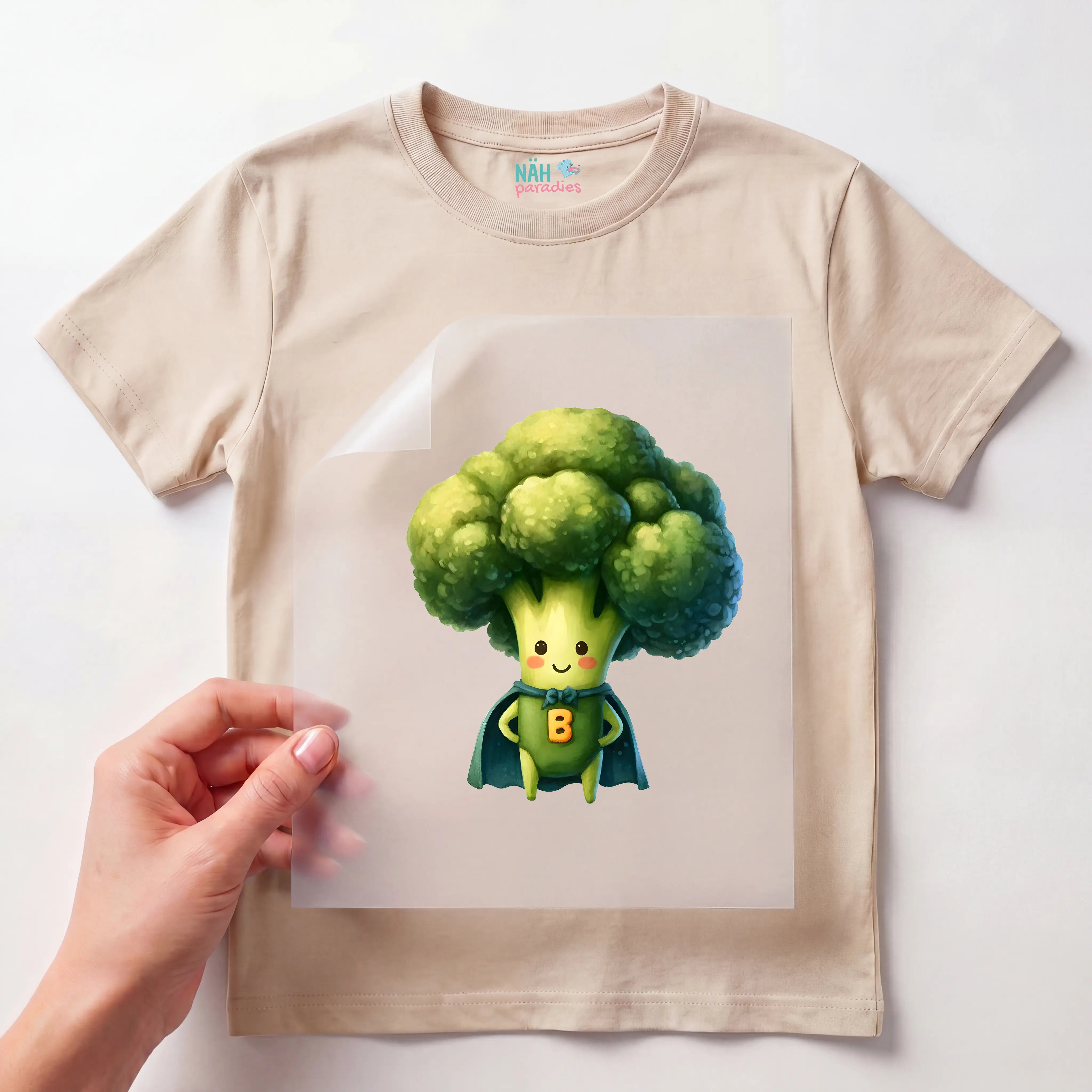 Bügelbild Superheld Brokkoli