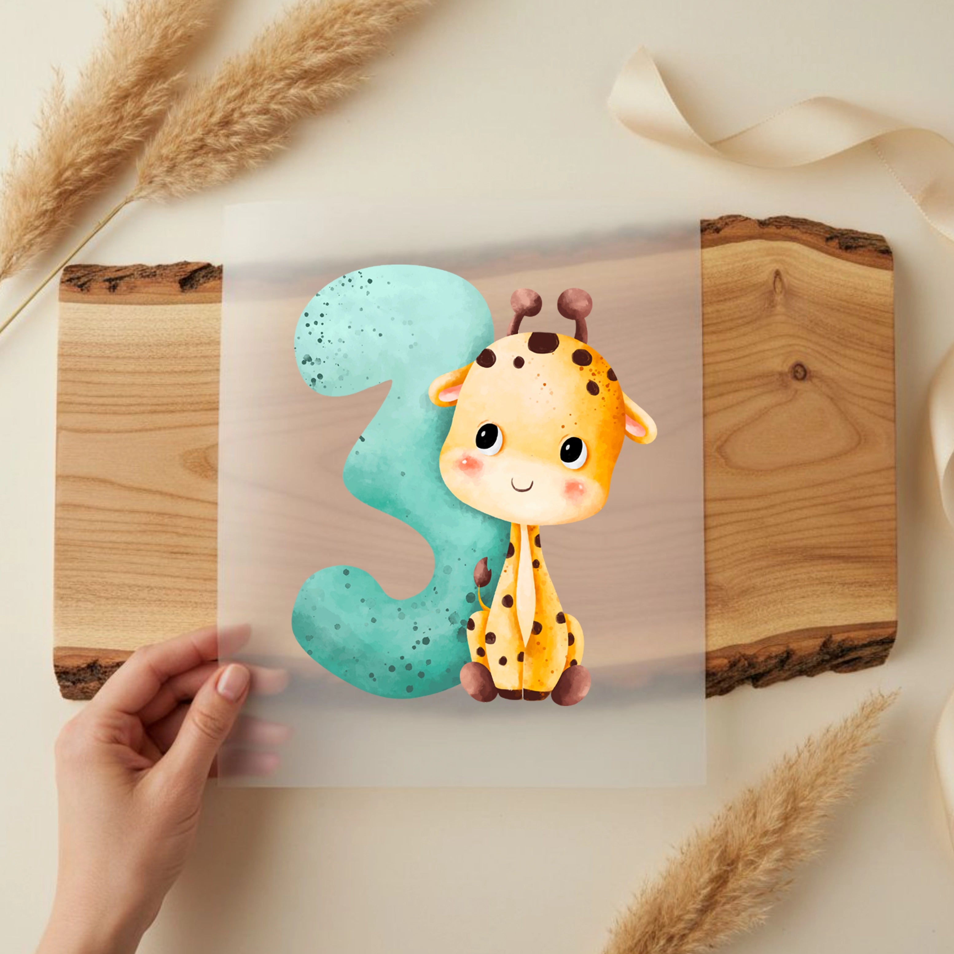 Bügelbild Zahl 3 Giraffe