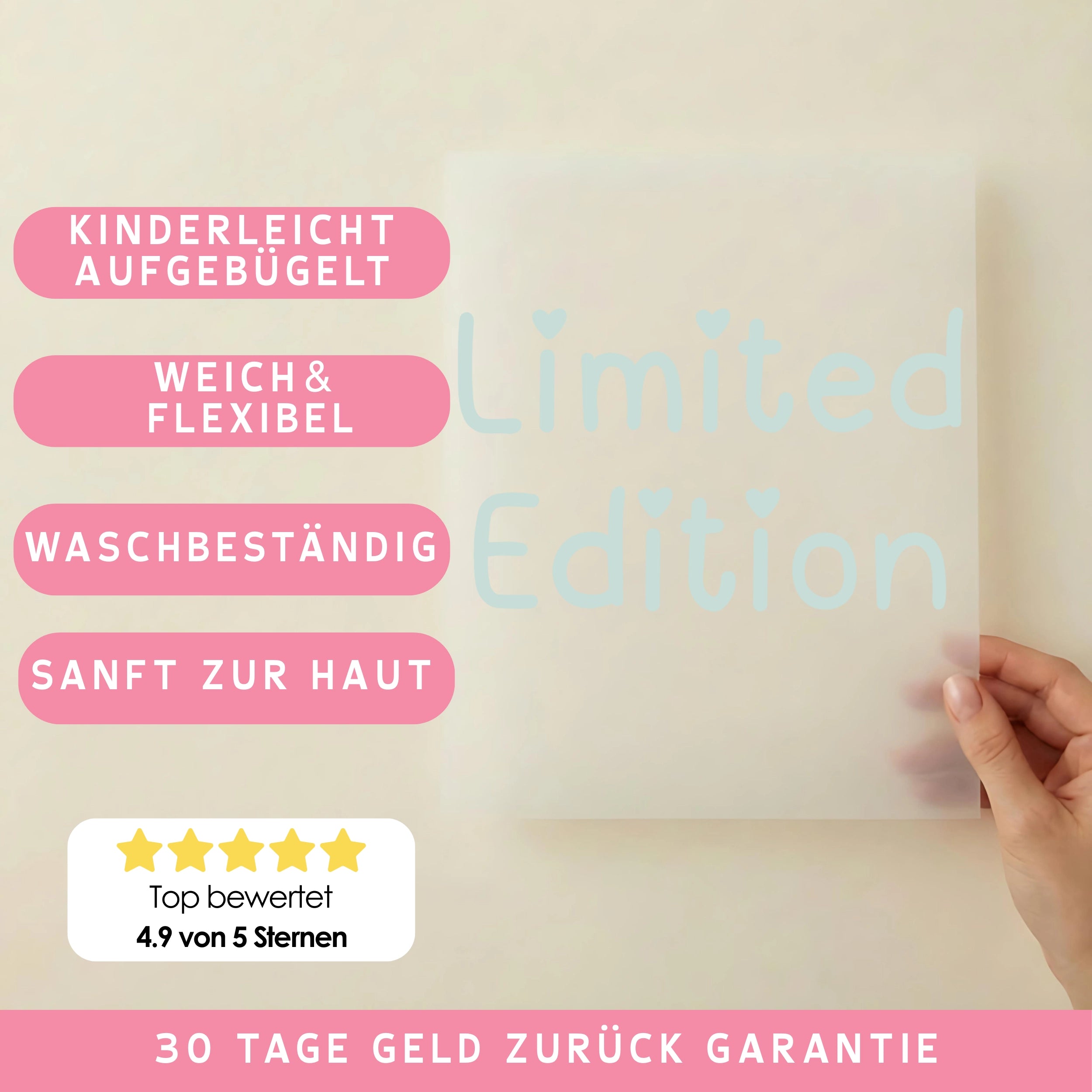 Bügelbild Limited Edition Herzchen Blau