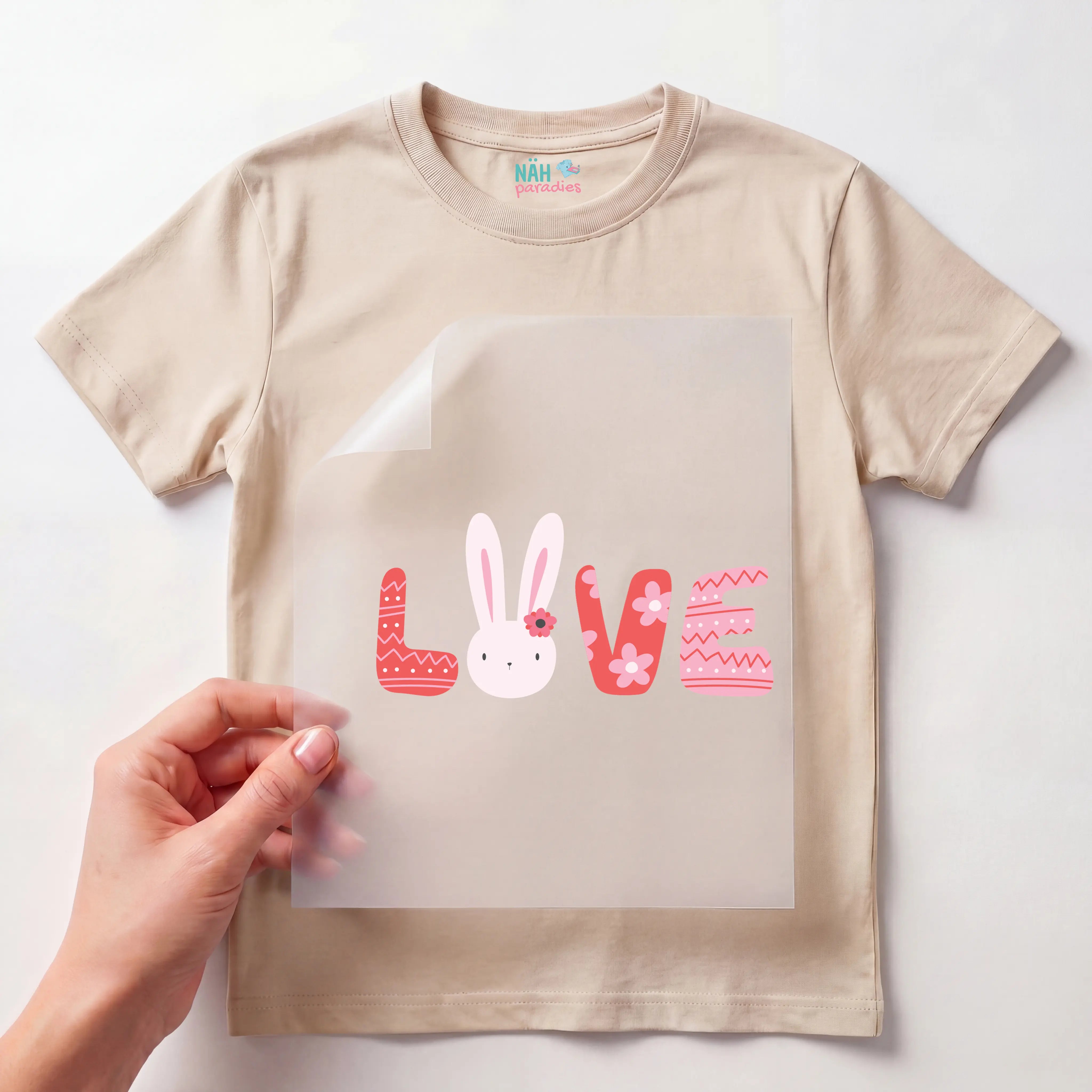 Bügelbild Love Hase