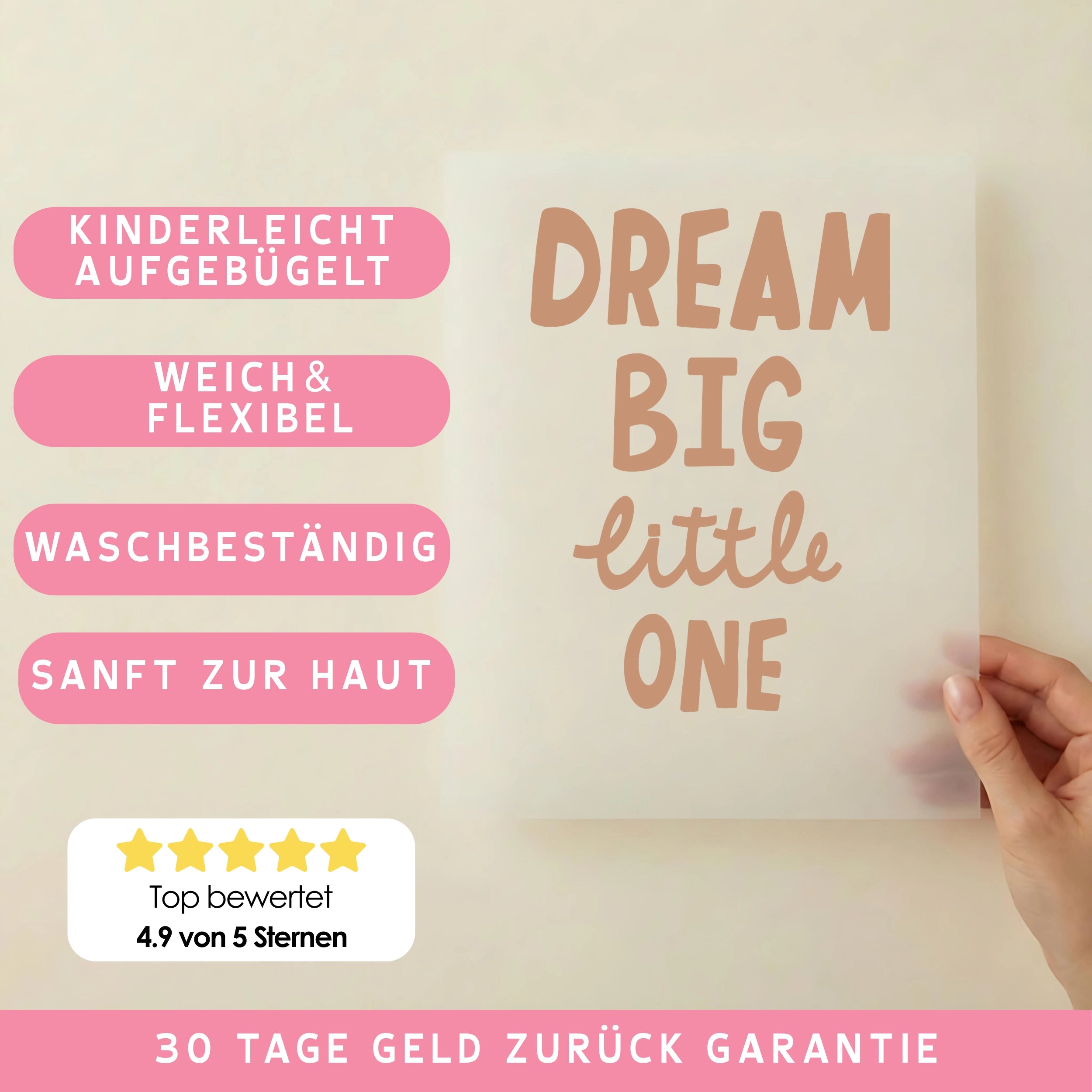 Bügelbild Dream Big Little One Braun