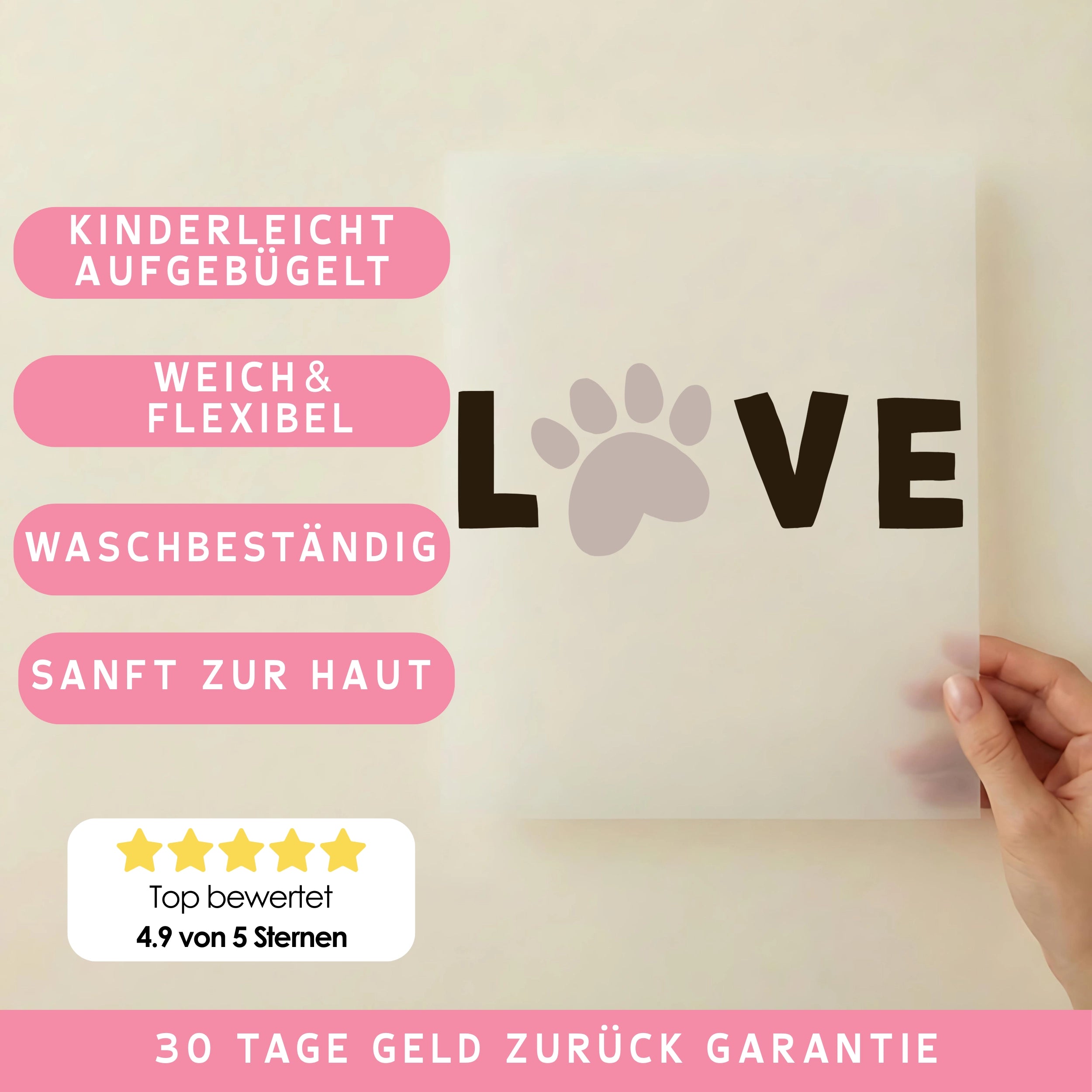 Bügelbild Love Pfote