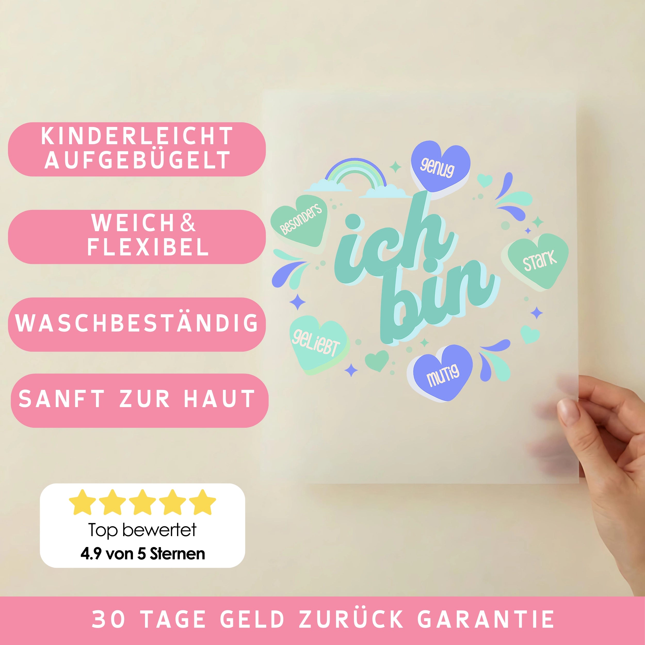 Bügelbild ich bin besonders Grün Blau - M