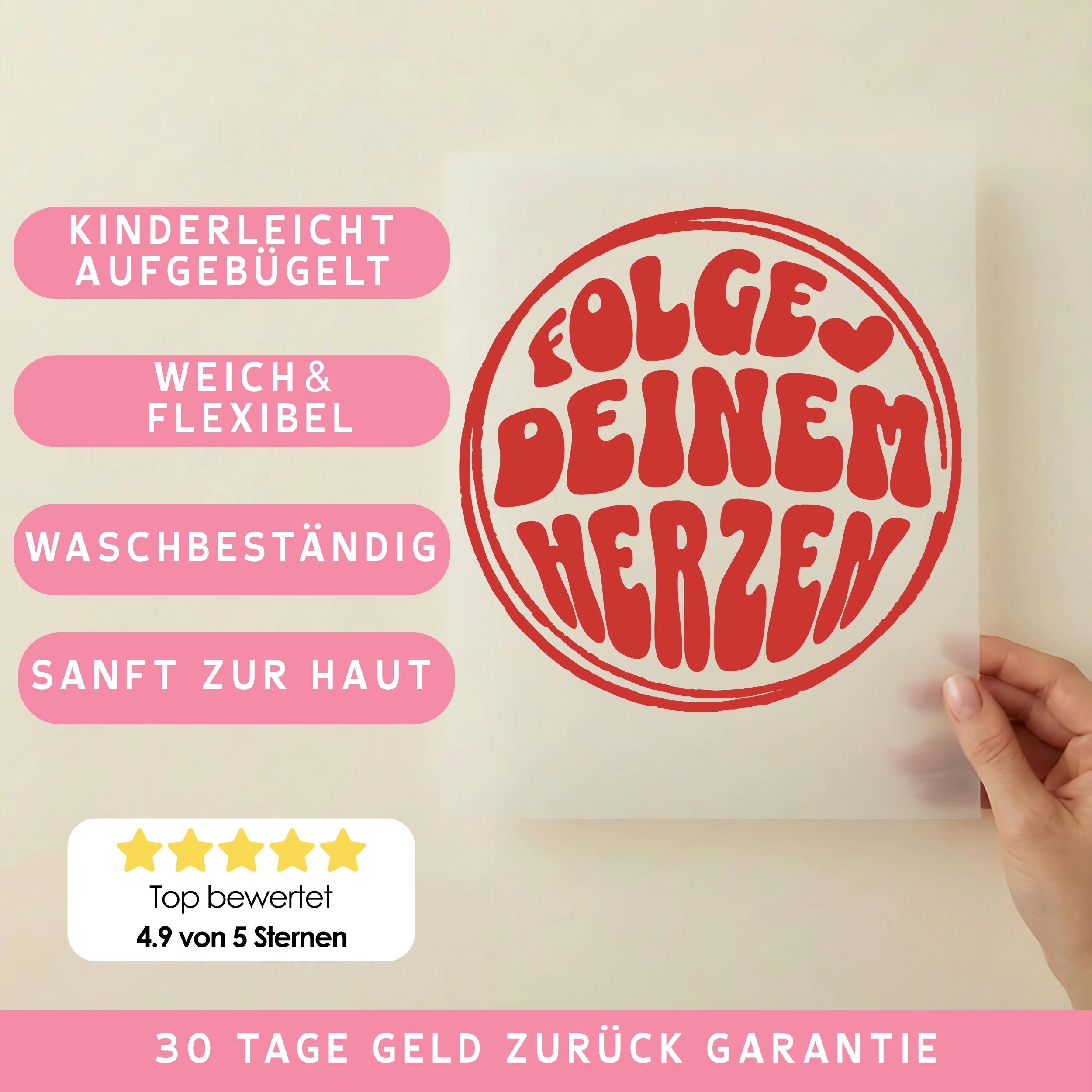 Bügelbild Folge deinem Herzen