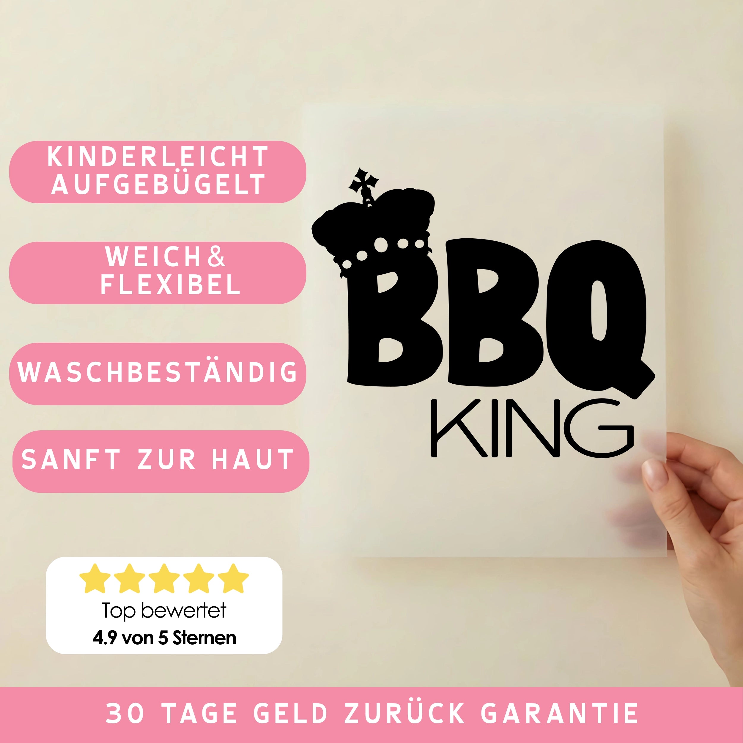 Bügelbild Schriftzug BBQ King