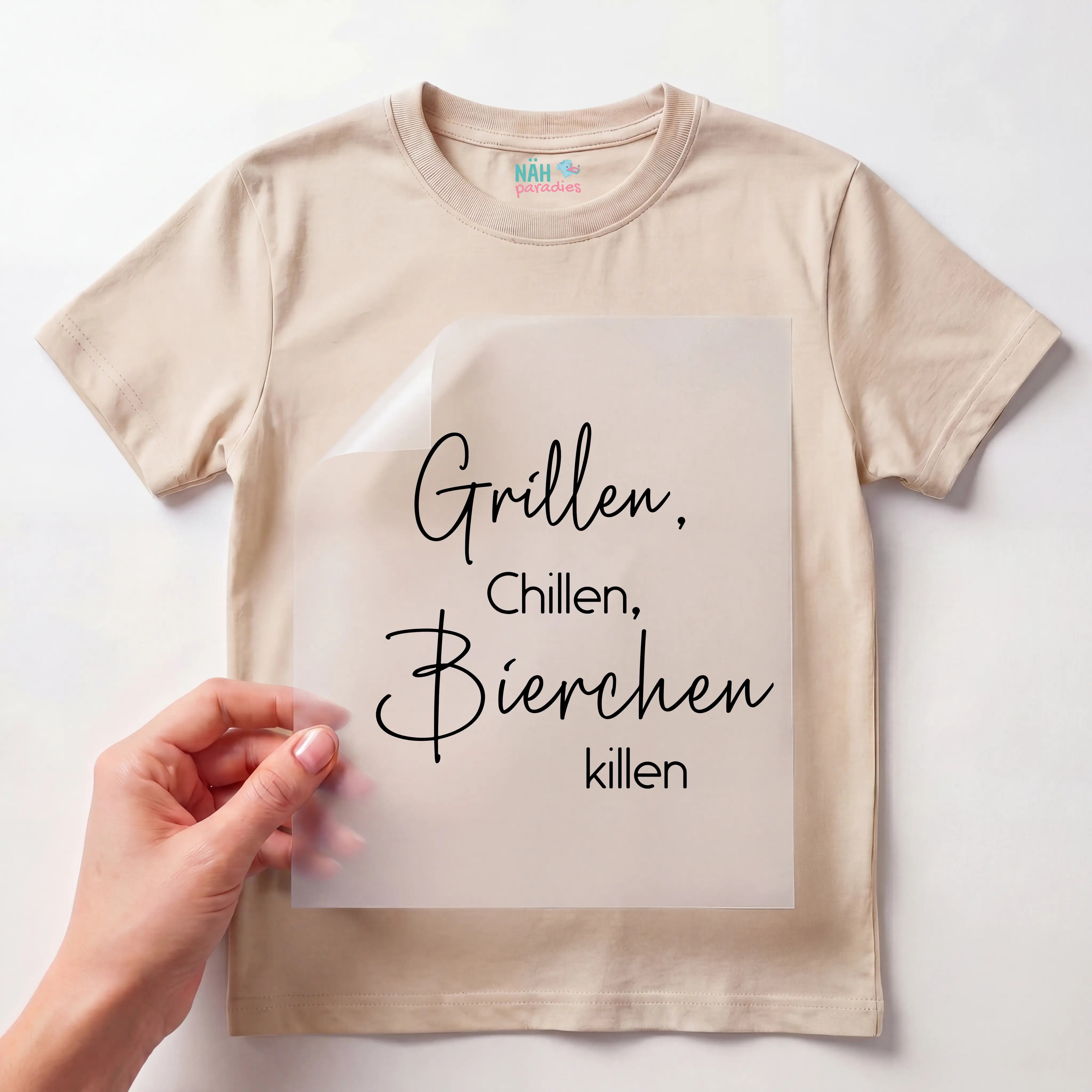 Bügelbild Schriftzug grillen, chillen