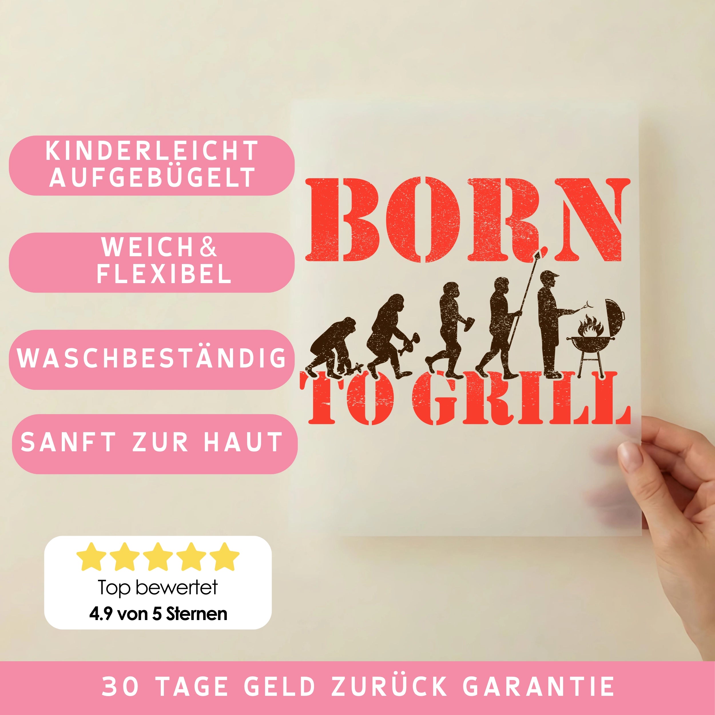 Bügelbild Born To Grill