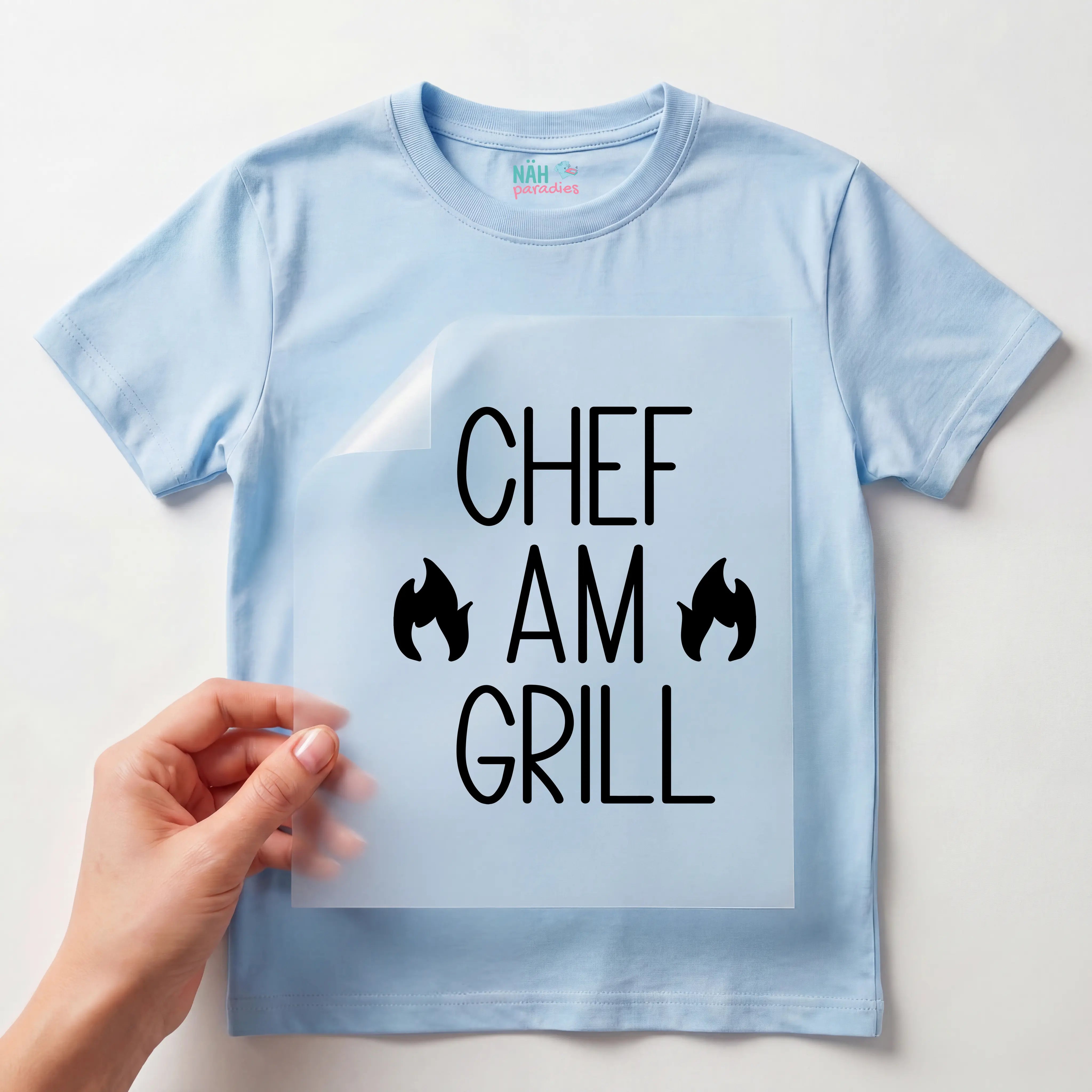 Bügelbild Schriftzug Chef am Grill