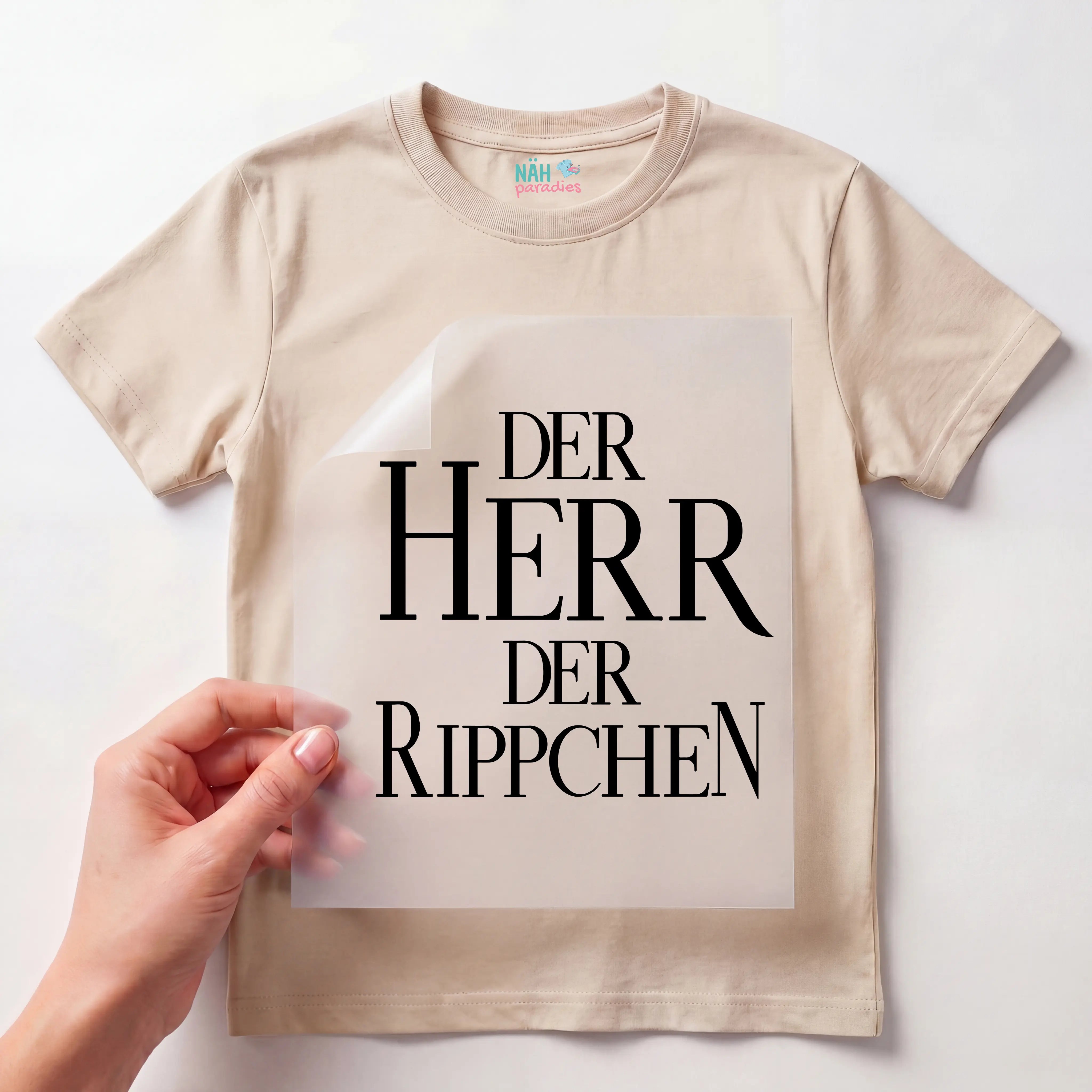 Bügelbild Schriftzug Herr der Rippchen