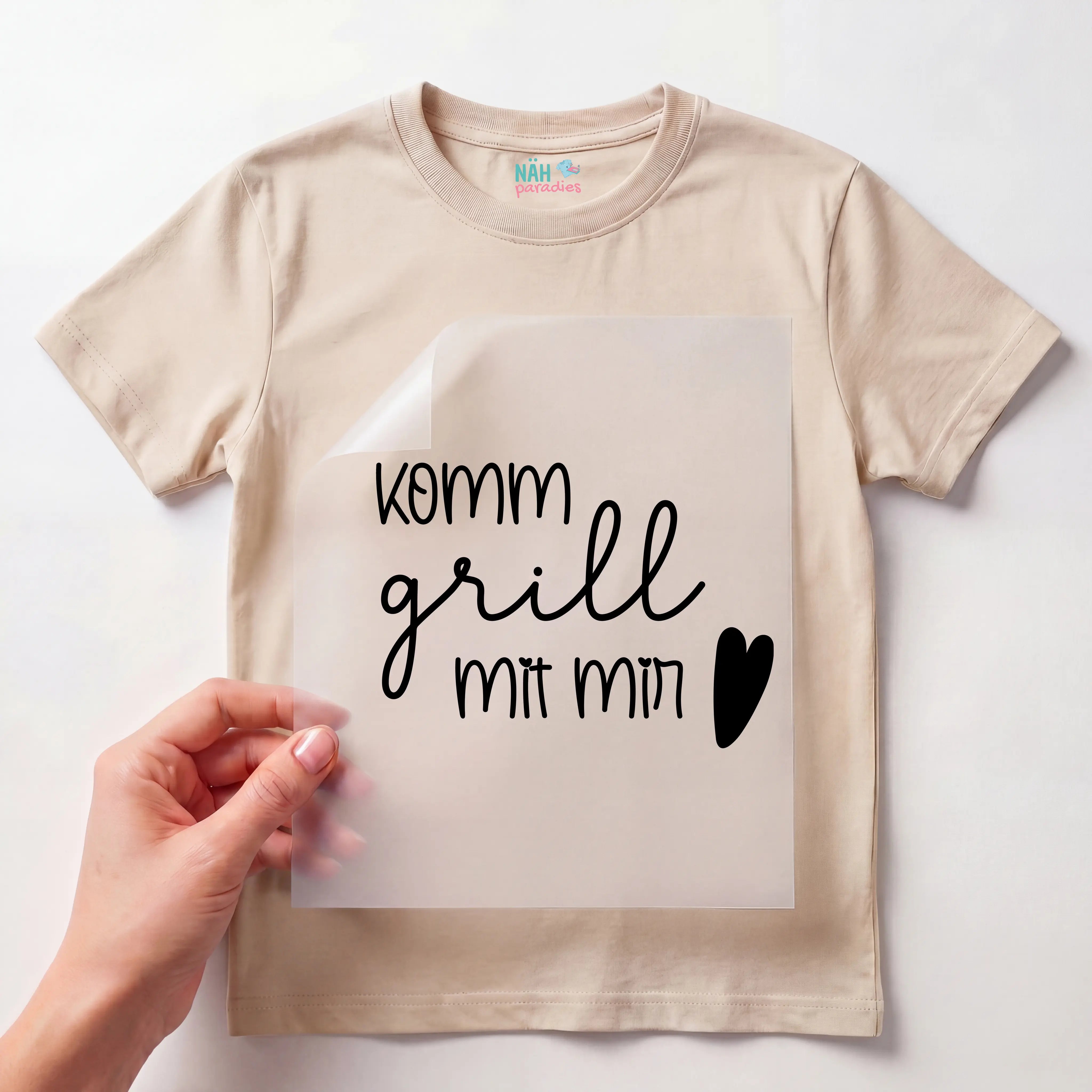 Bügelbild Schriftzug Komm grill mit mir