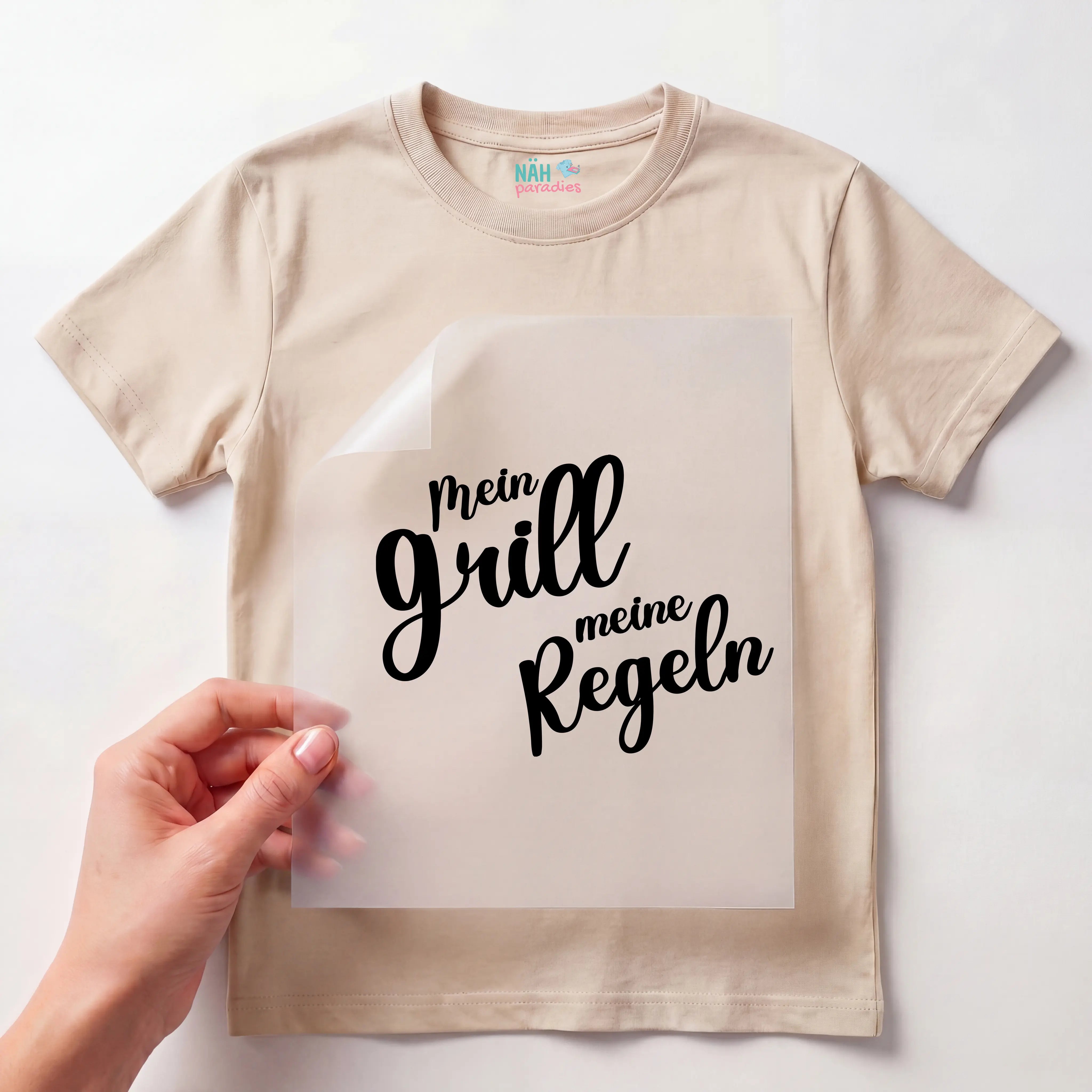Bügelbild Schriftzug Mein Grill, meine Regeln