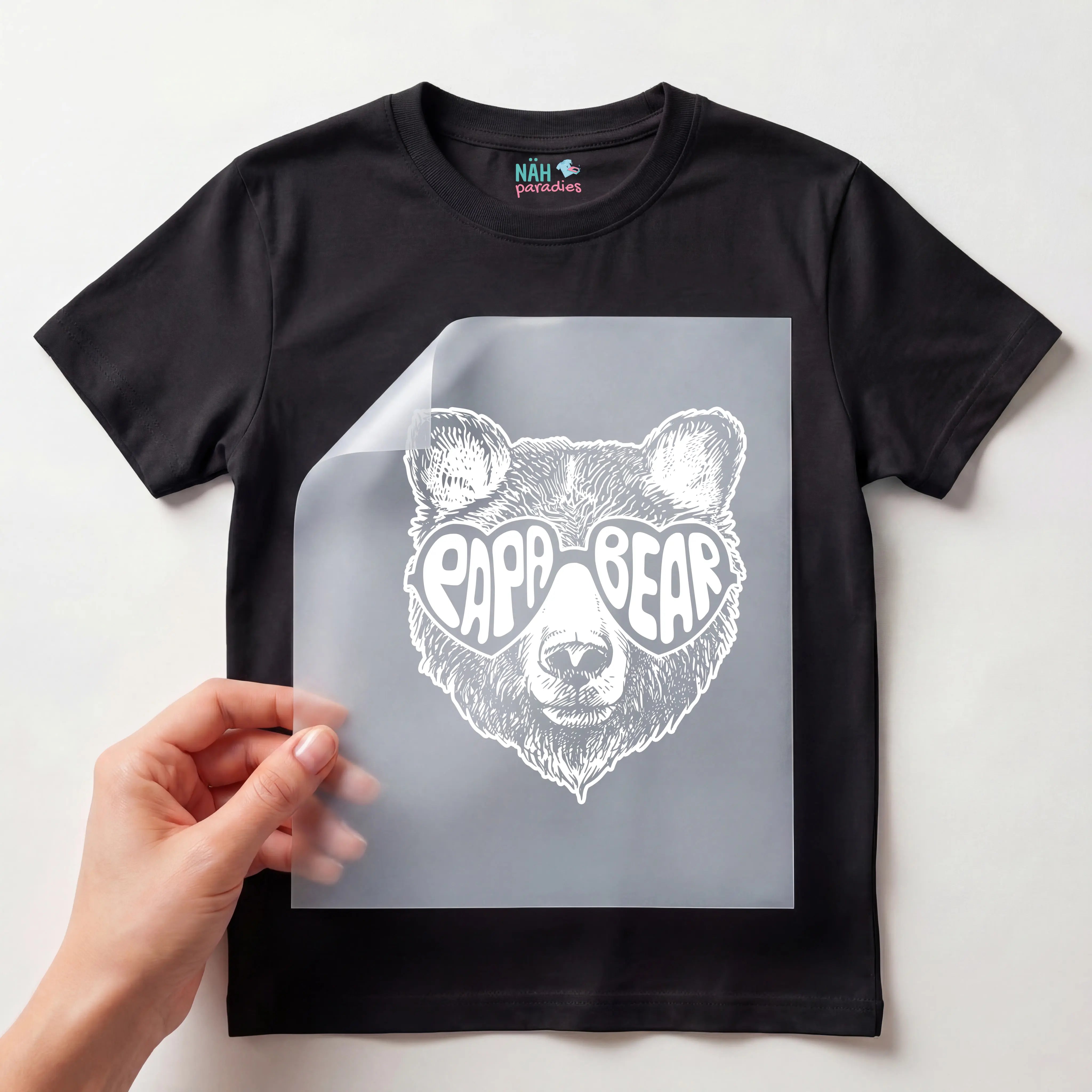 Bügelbild Papa Bear Sonnenbrille Weiß