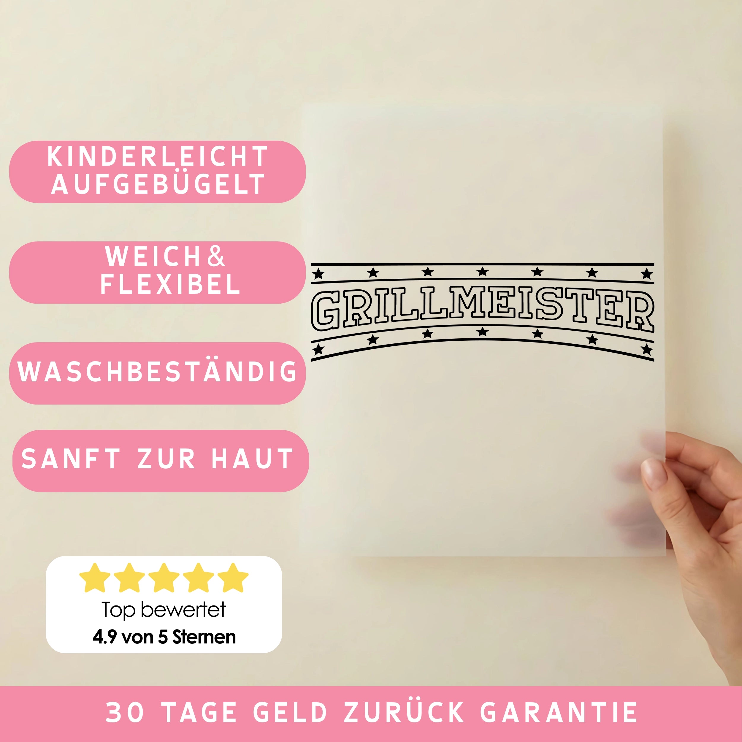 Bügelbild Schriftzug Grillmeister 2