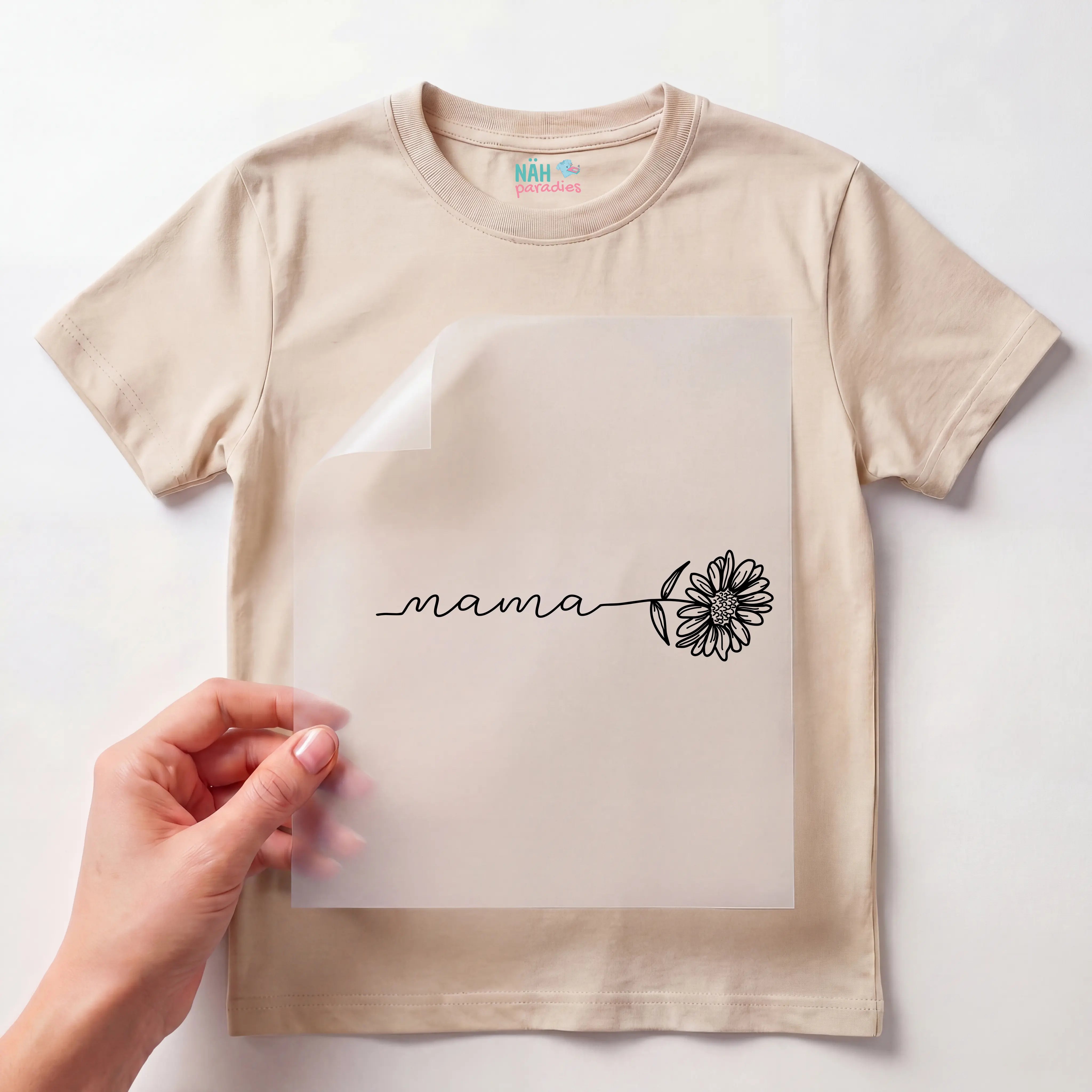 Bügelbild Mama Blume schwarz