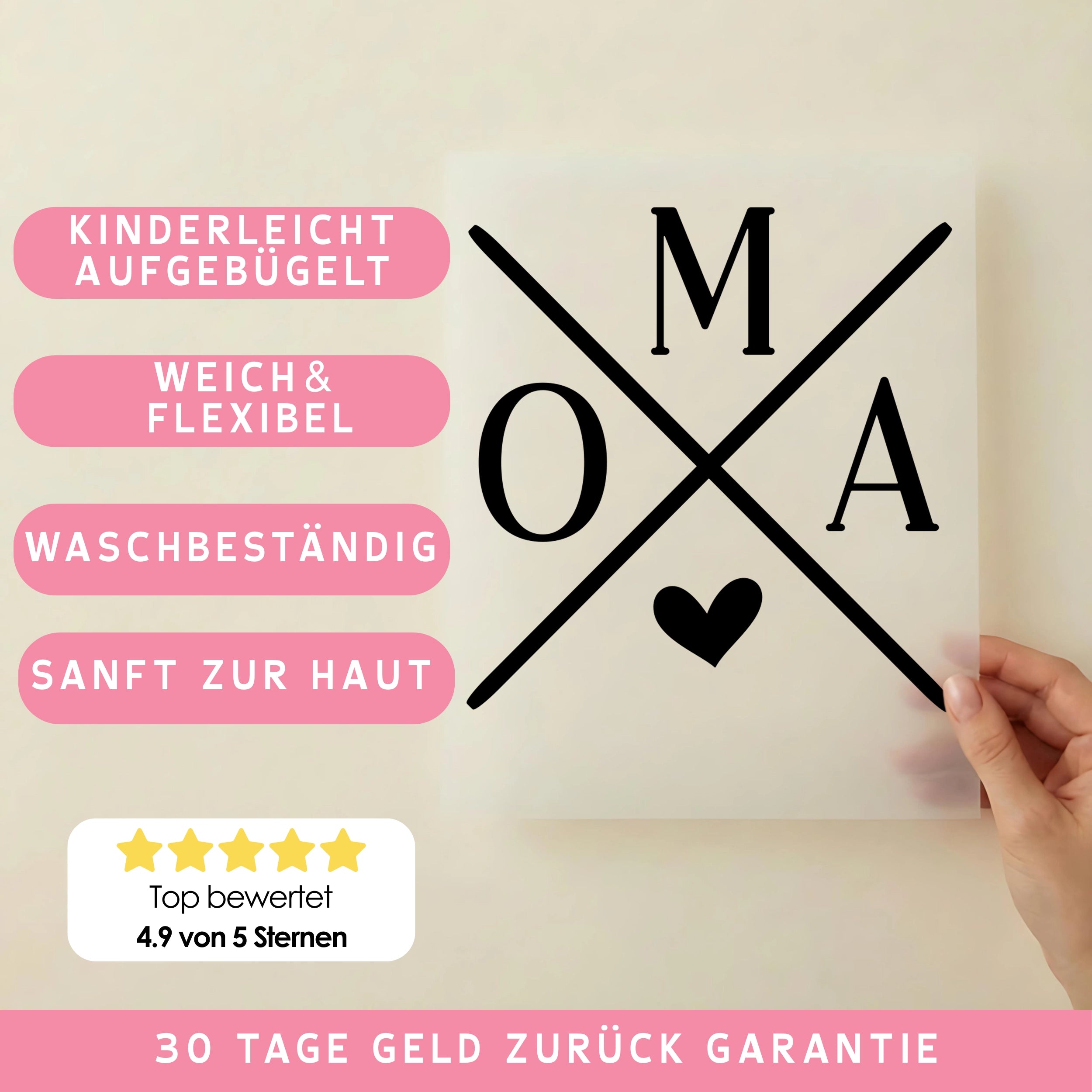 Bügelbild Oma Kreuz