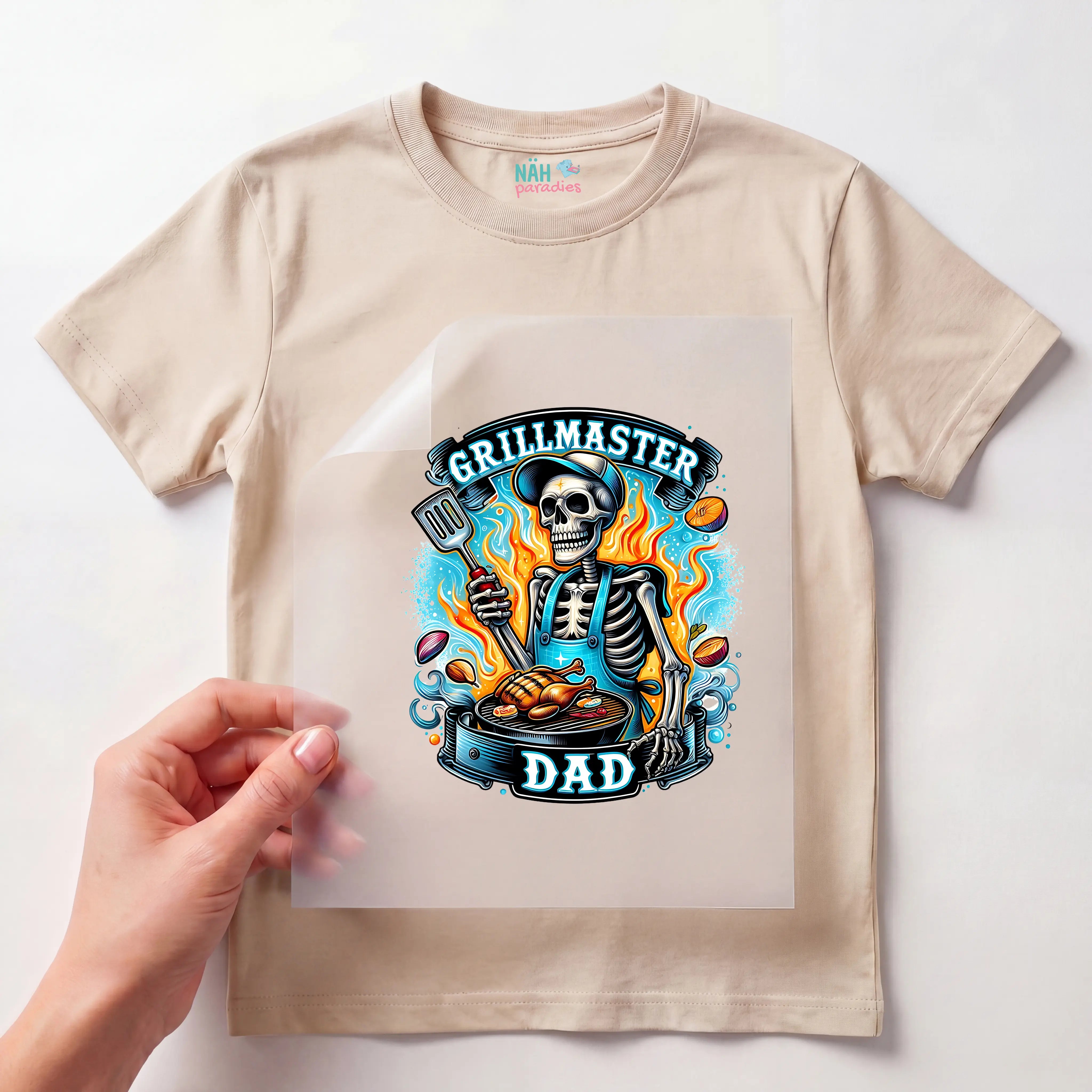Bügelbild Skelett Grillmaster Dad