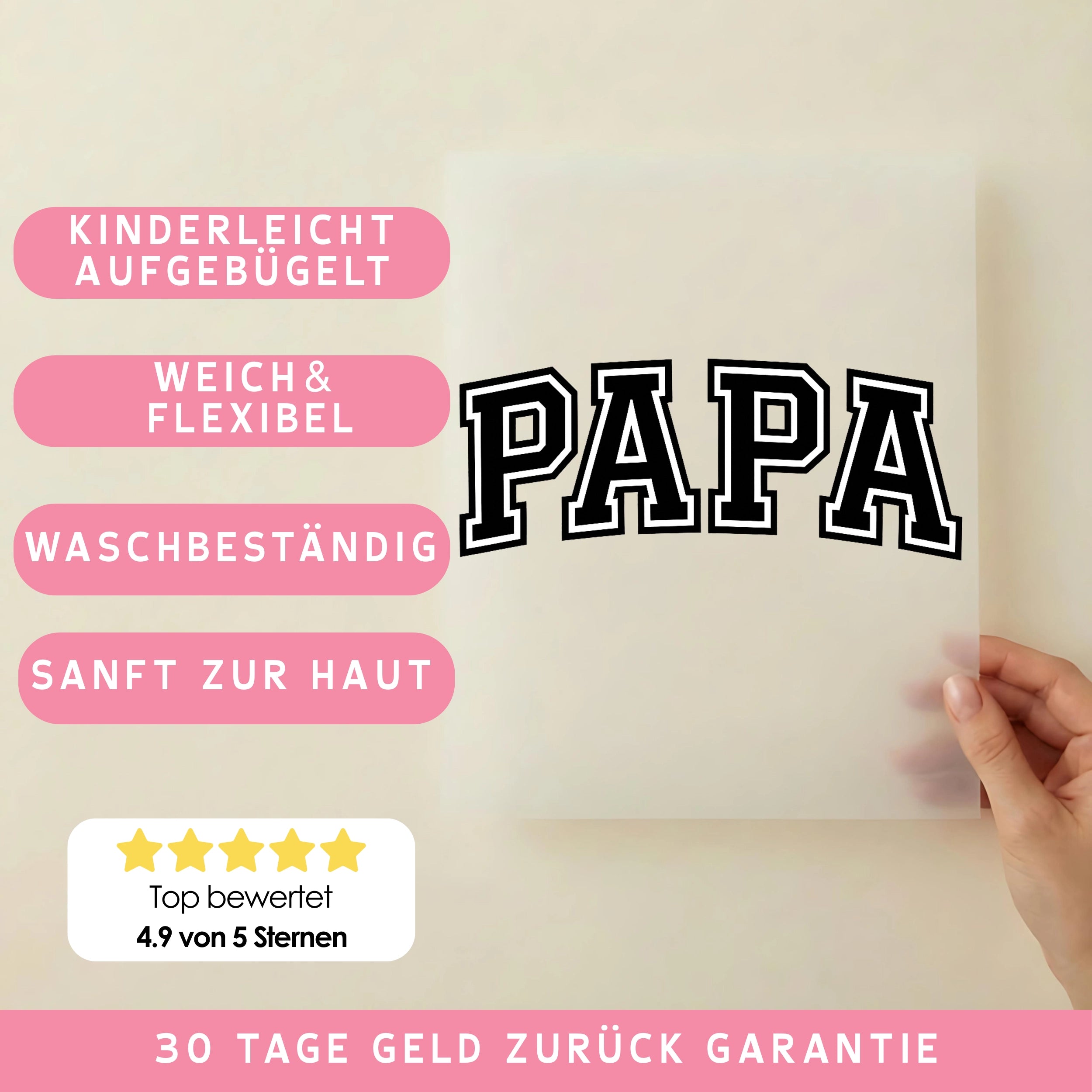 Bügelbild Schriftzug Papa