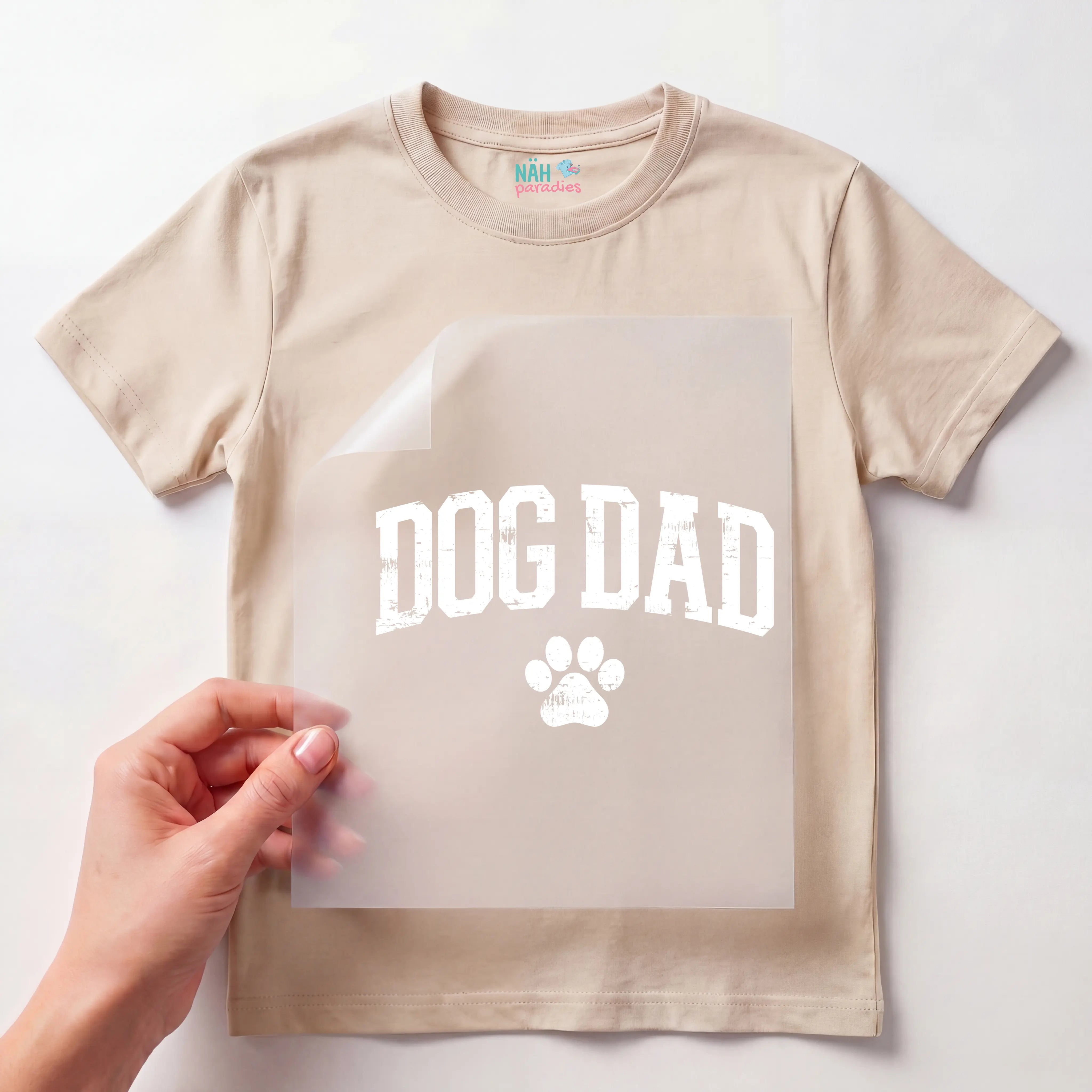 Bügelbild Schriftzug Dog Dad weiß