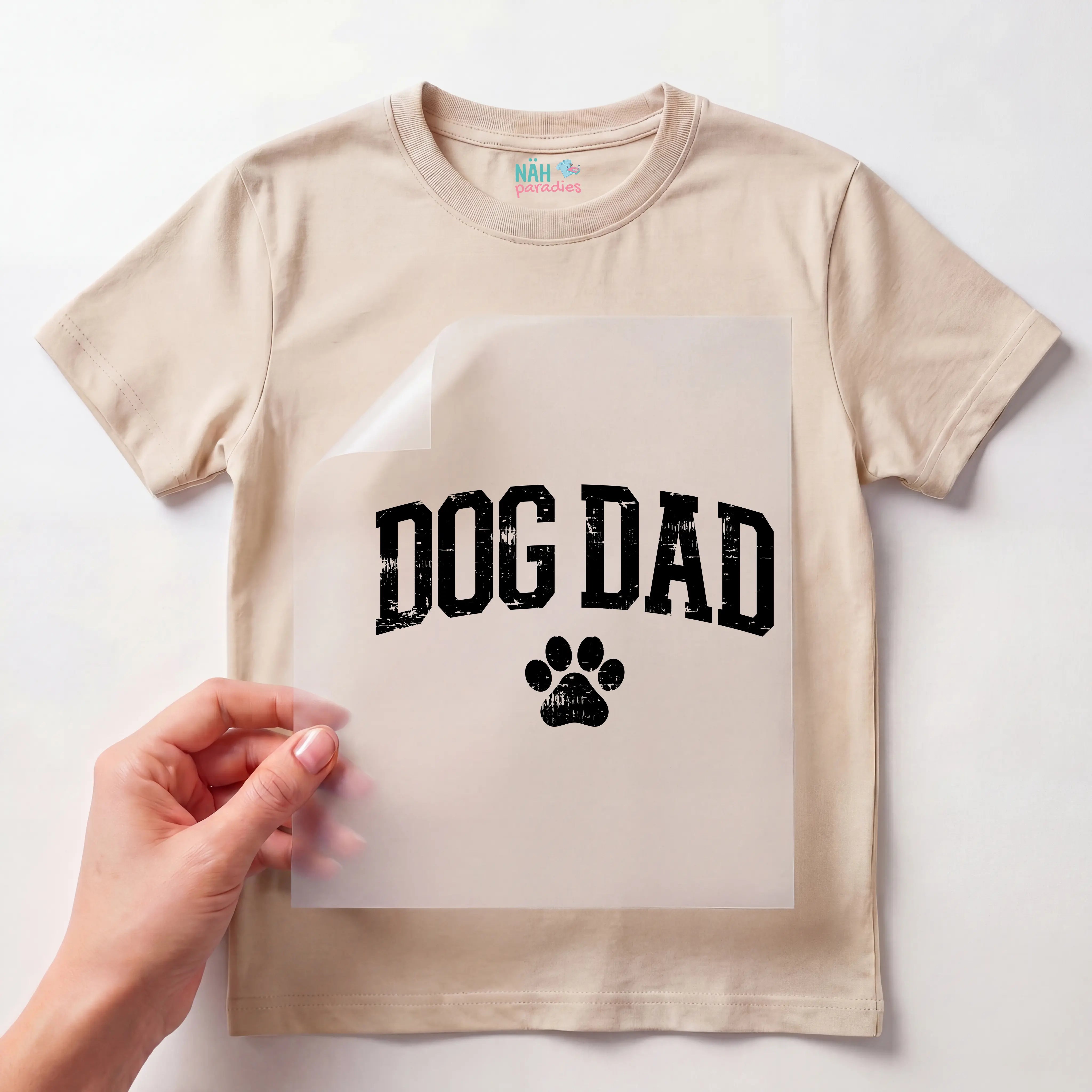 Bügelbild Schriftzug Dog Dad schwarz