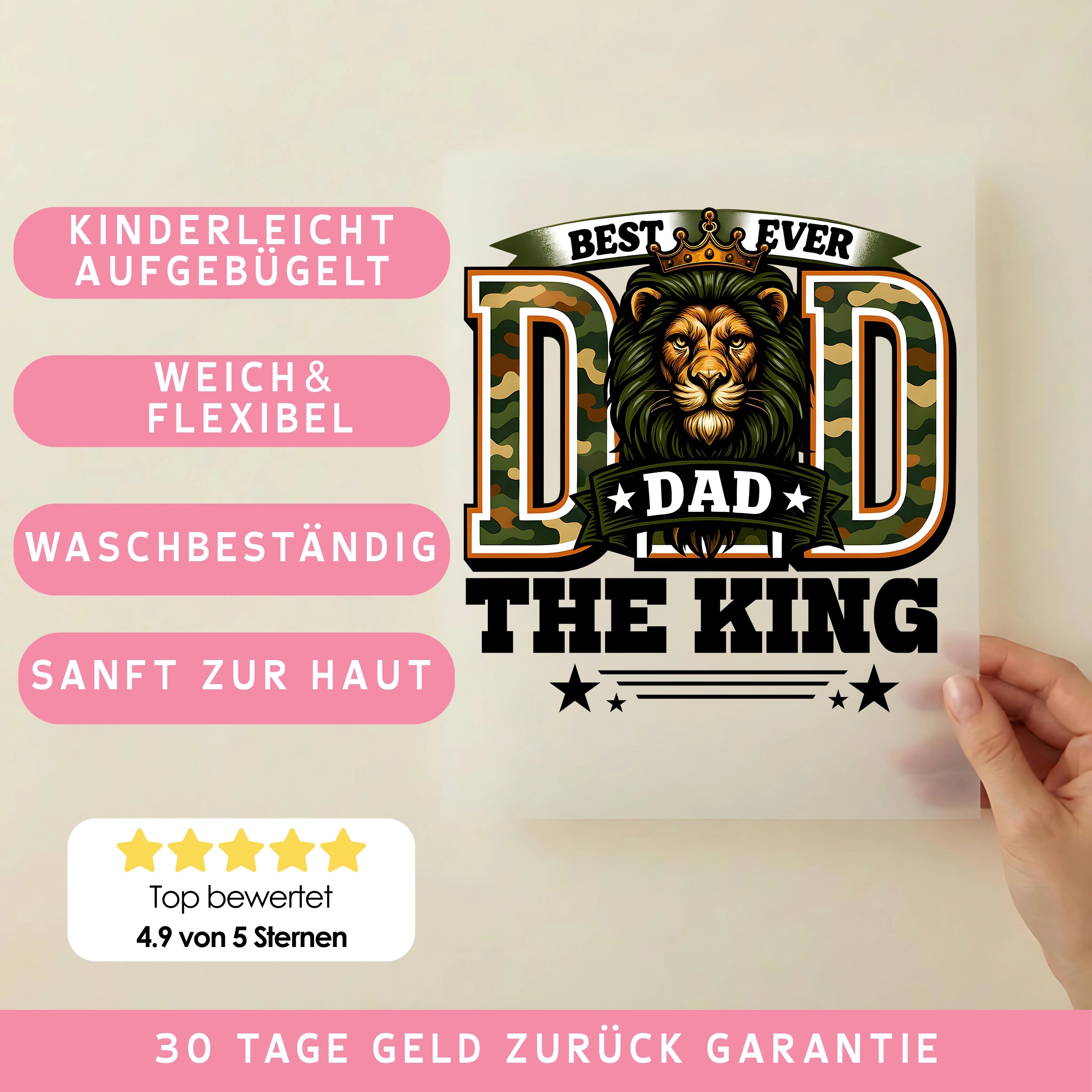 Bügelbild Dad the King