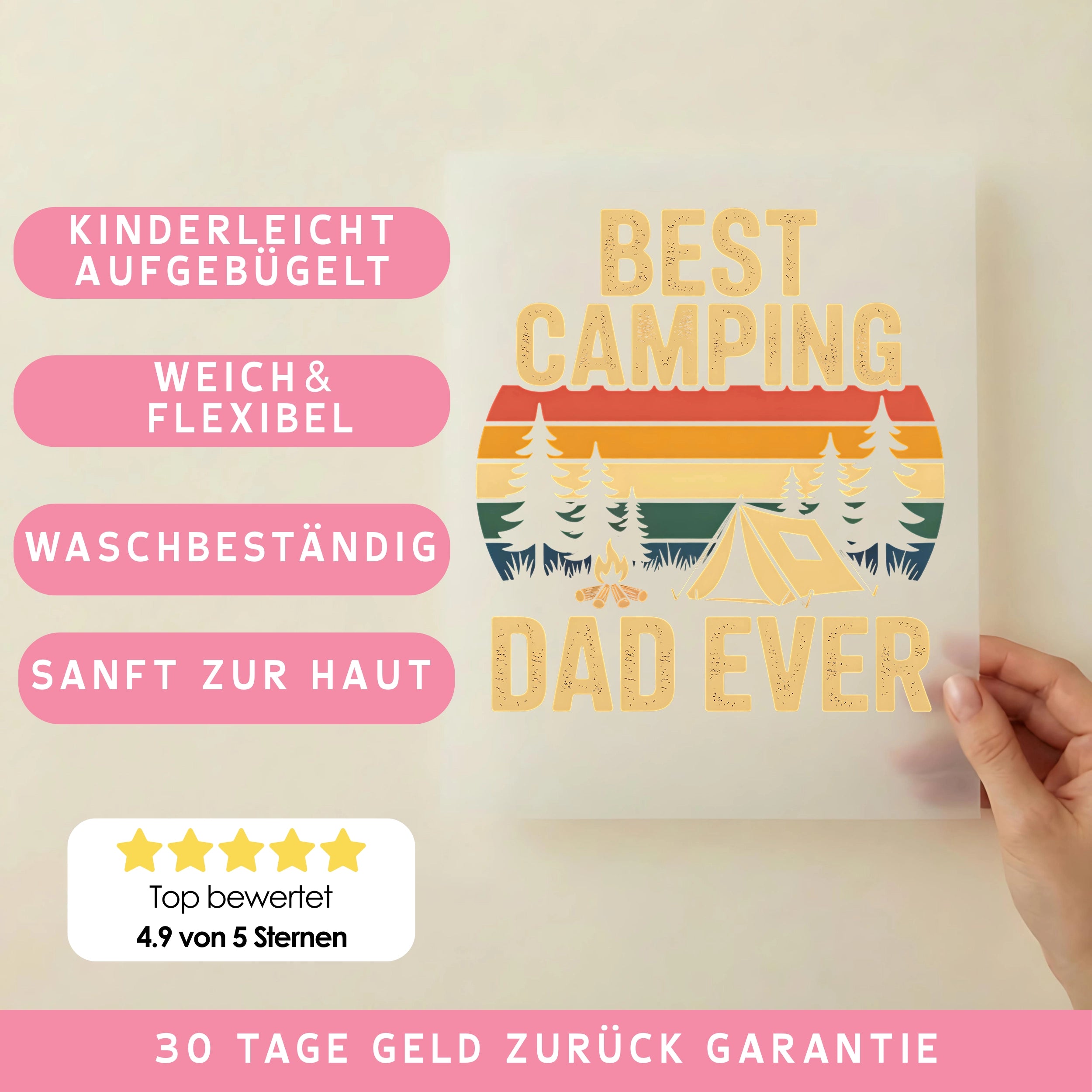Bügelbild Camping Dad