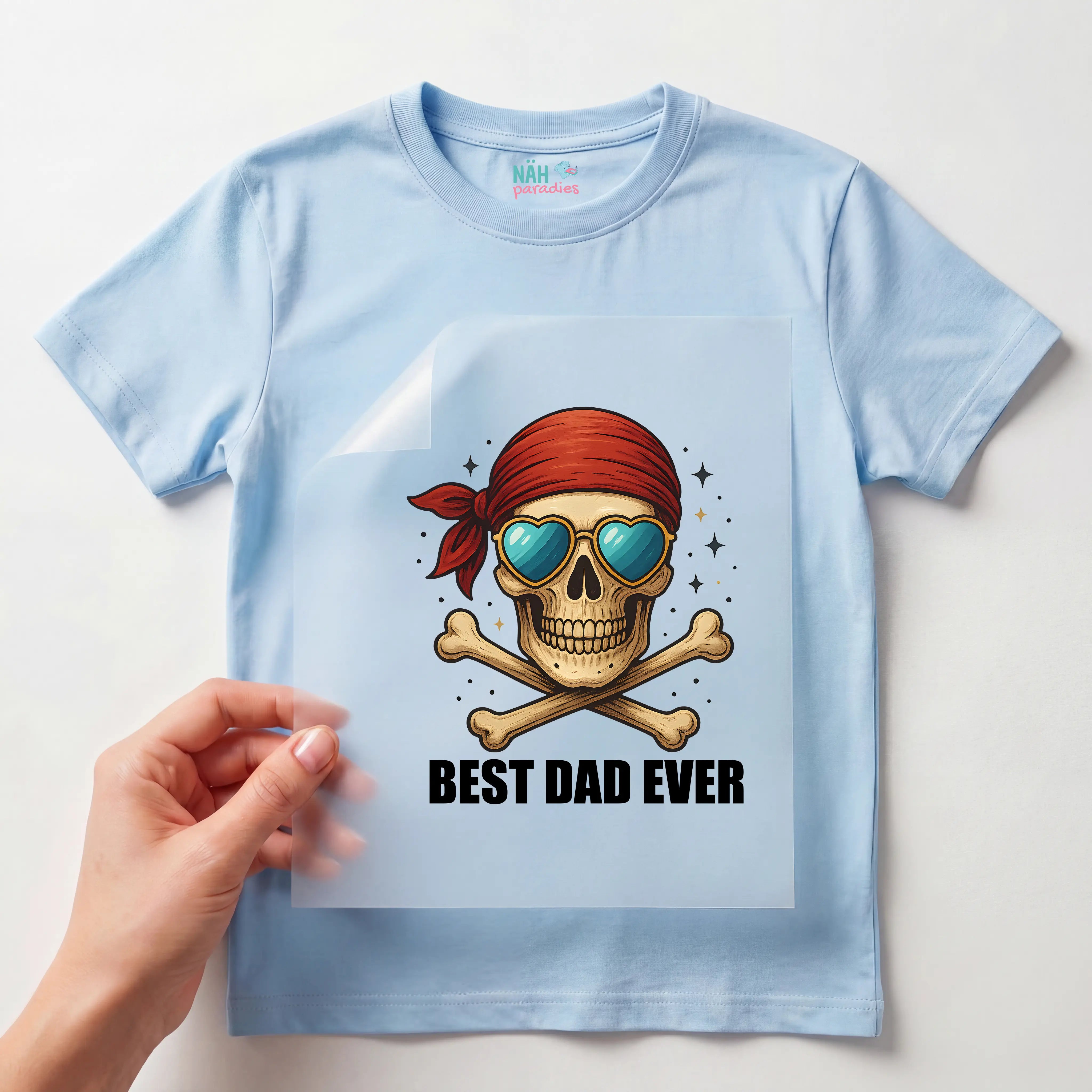 Bügelbild Best Dad Schädel