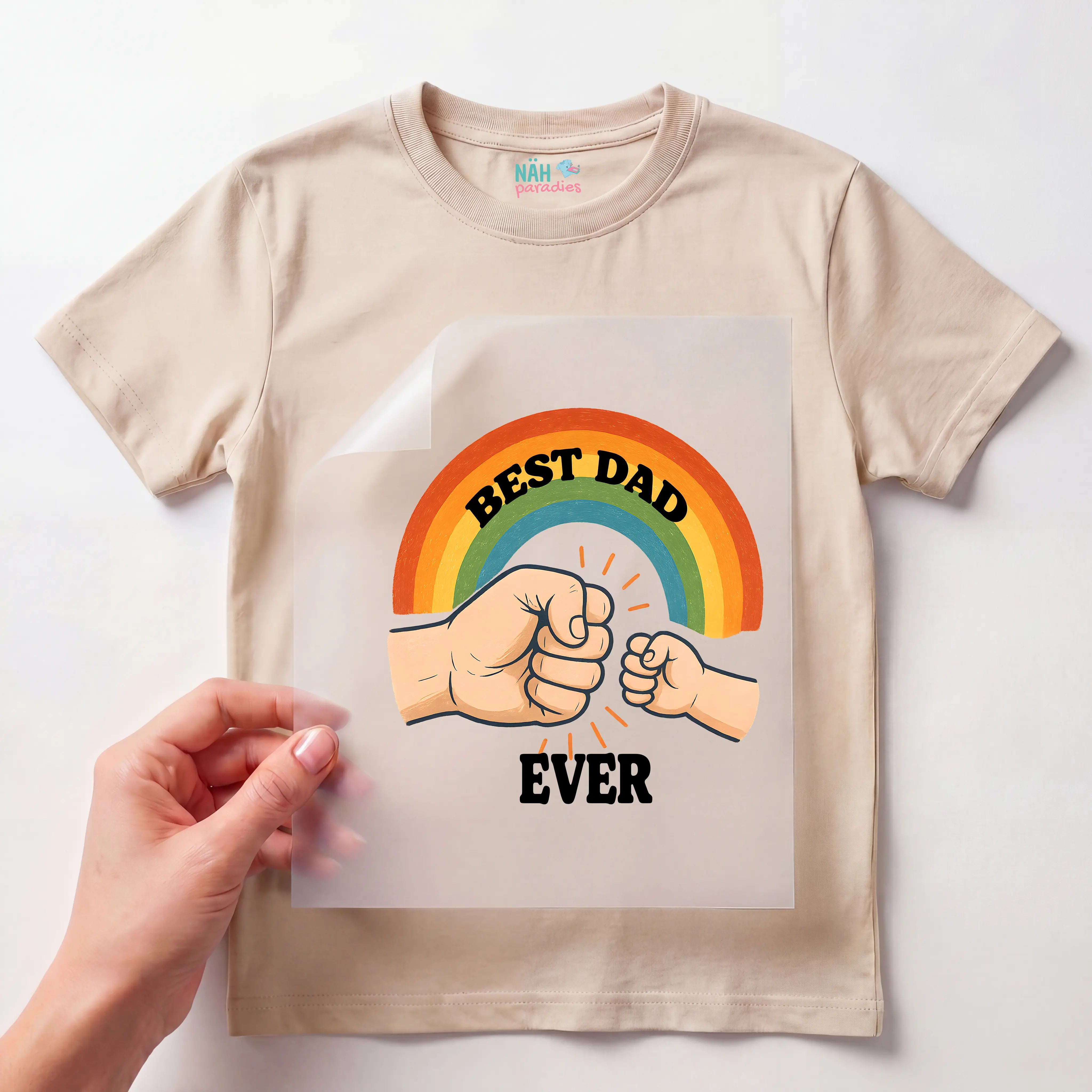Bügelbild Best Dad Regenbogen Check