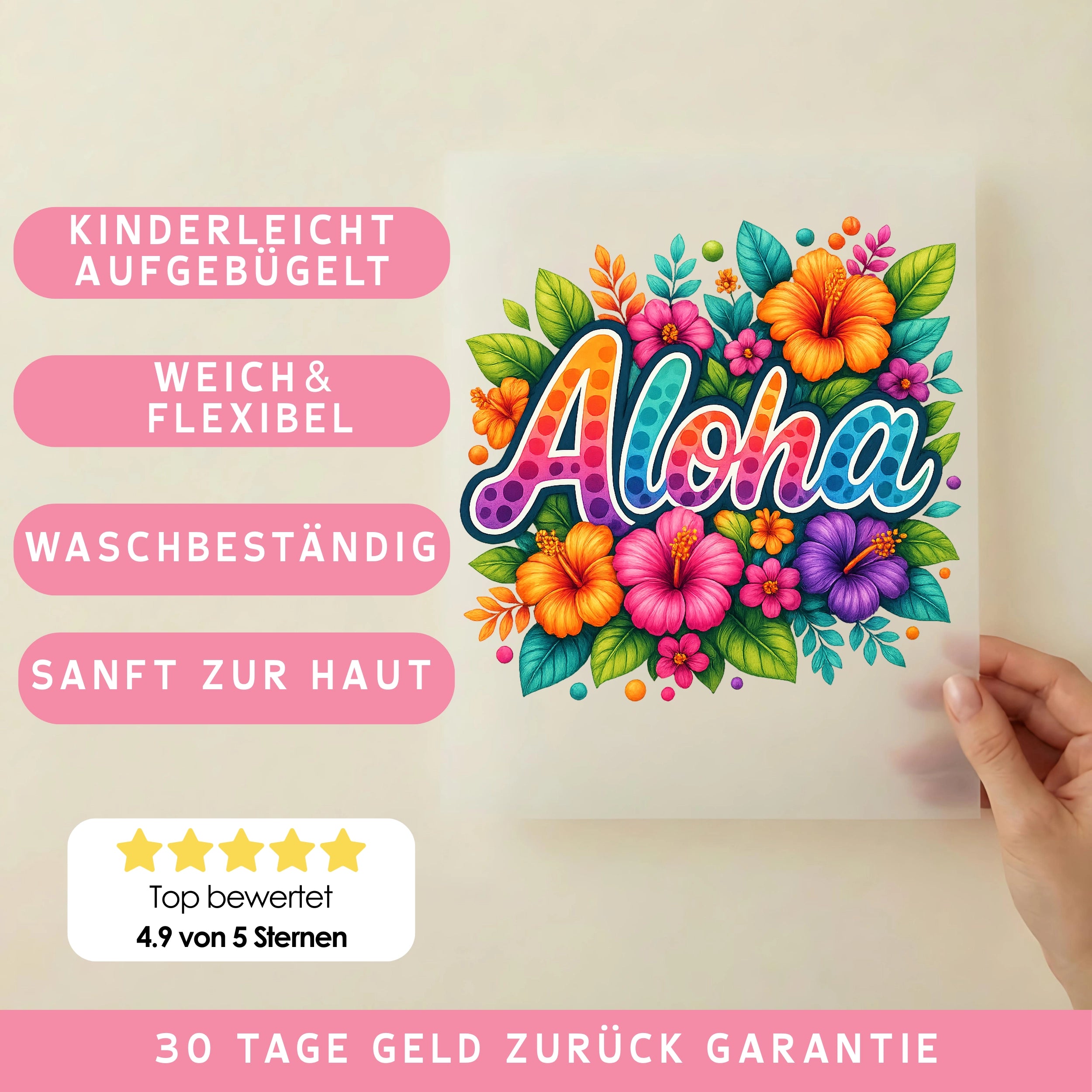 Bügelbild Hibiskusgrüsse Aloha