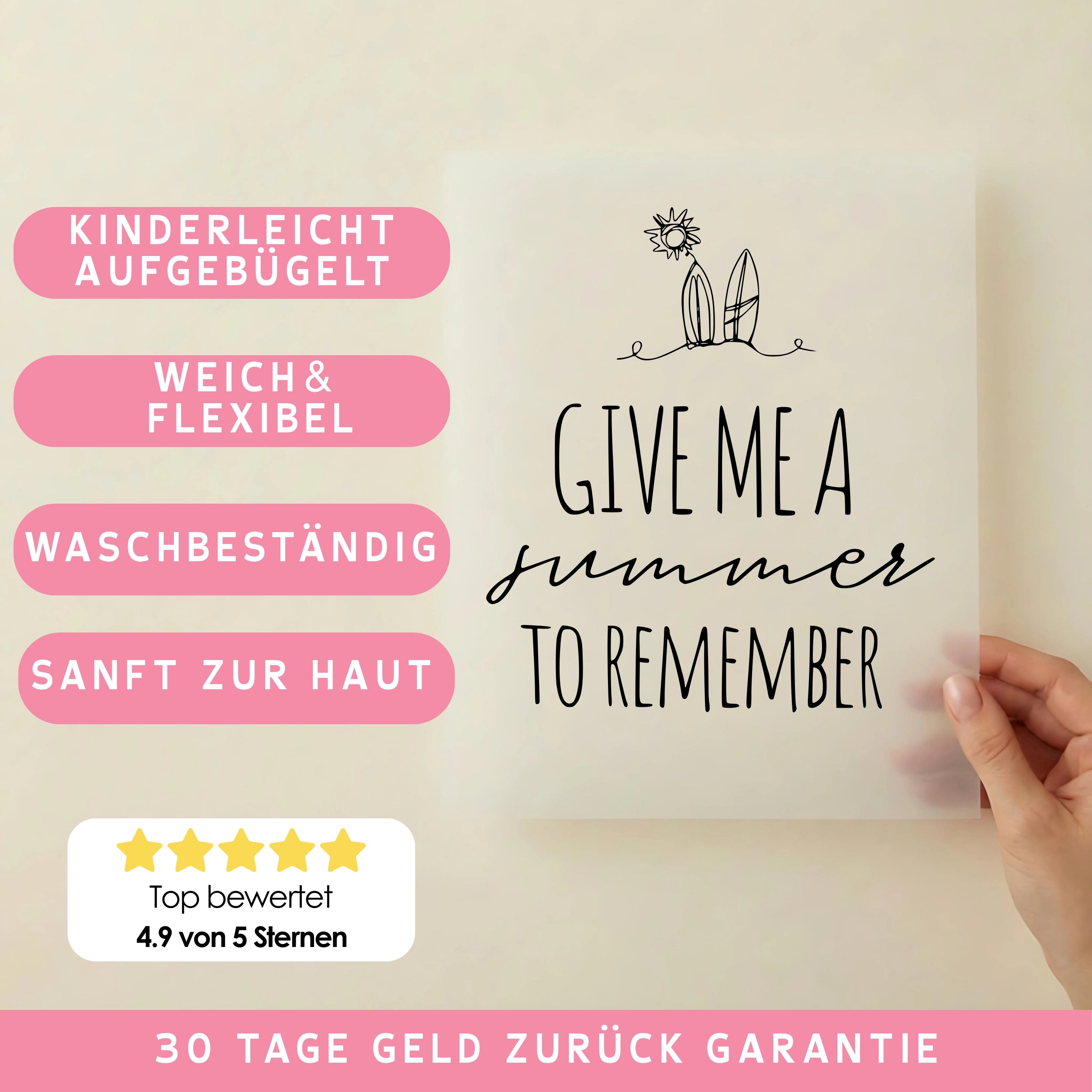 Bügelbild Schriftzug Give me a Summer to Remember