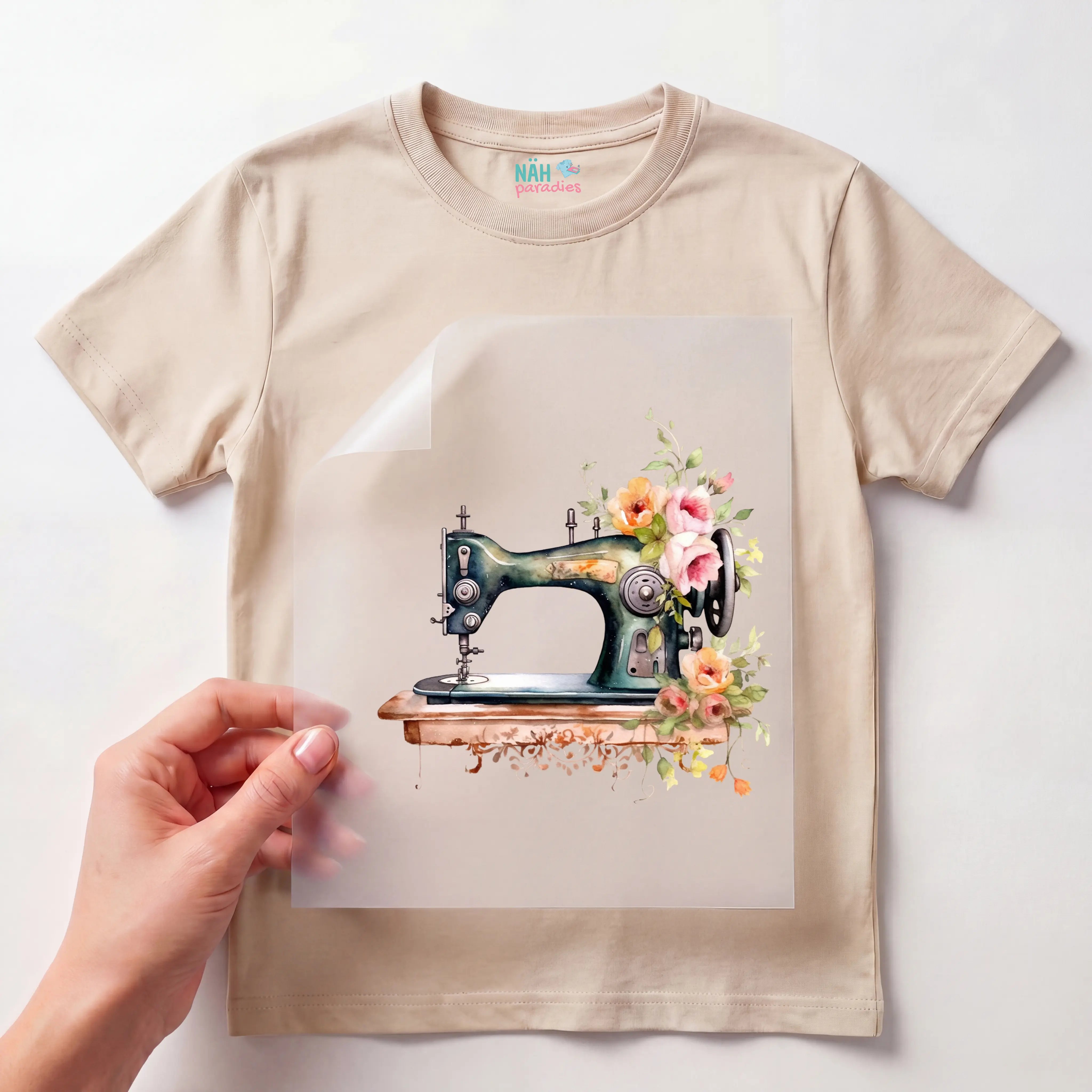 Bügelbild Nähmaschine Vintage Flower