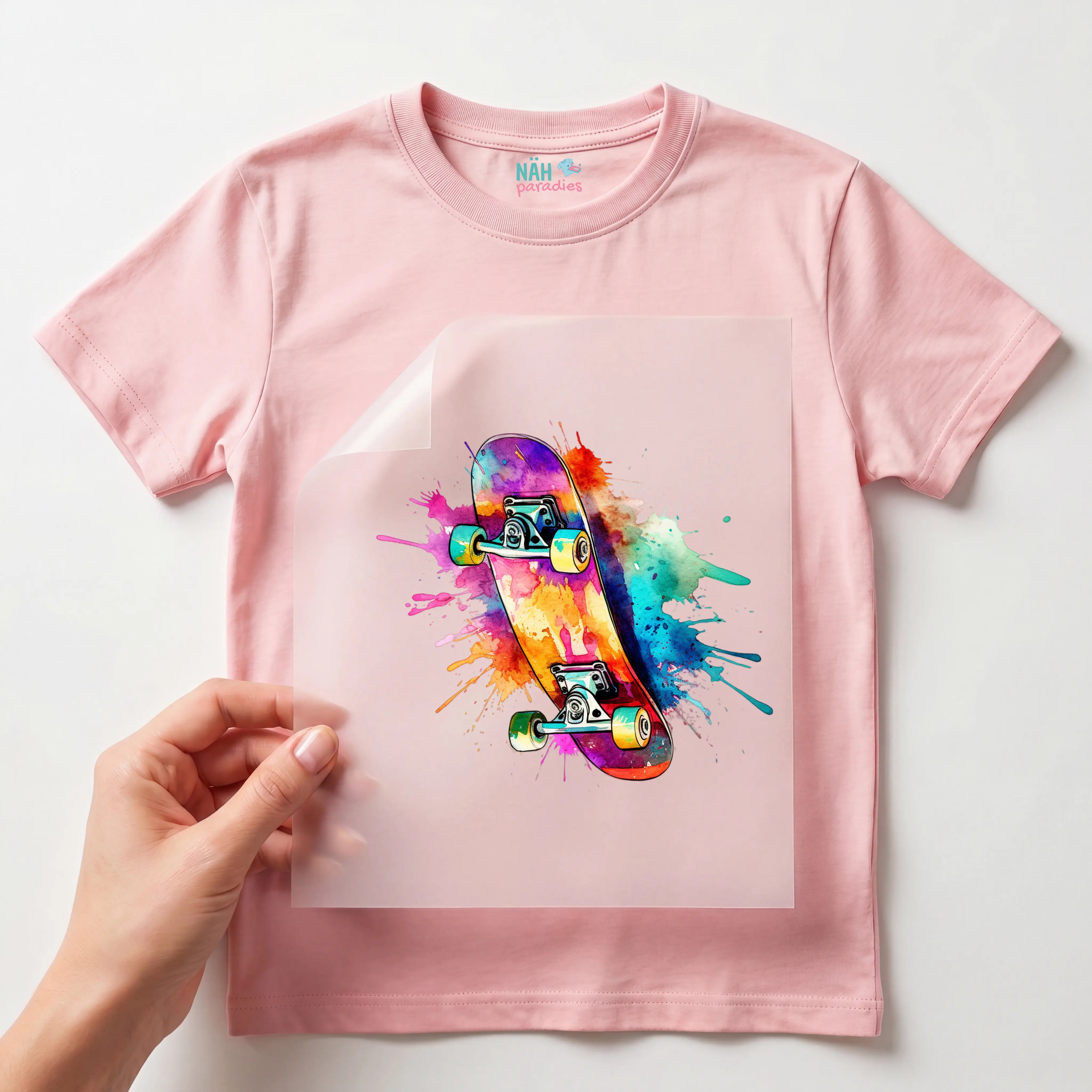 Bügelbild Skateboard Bunt Splash